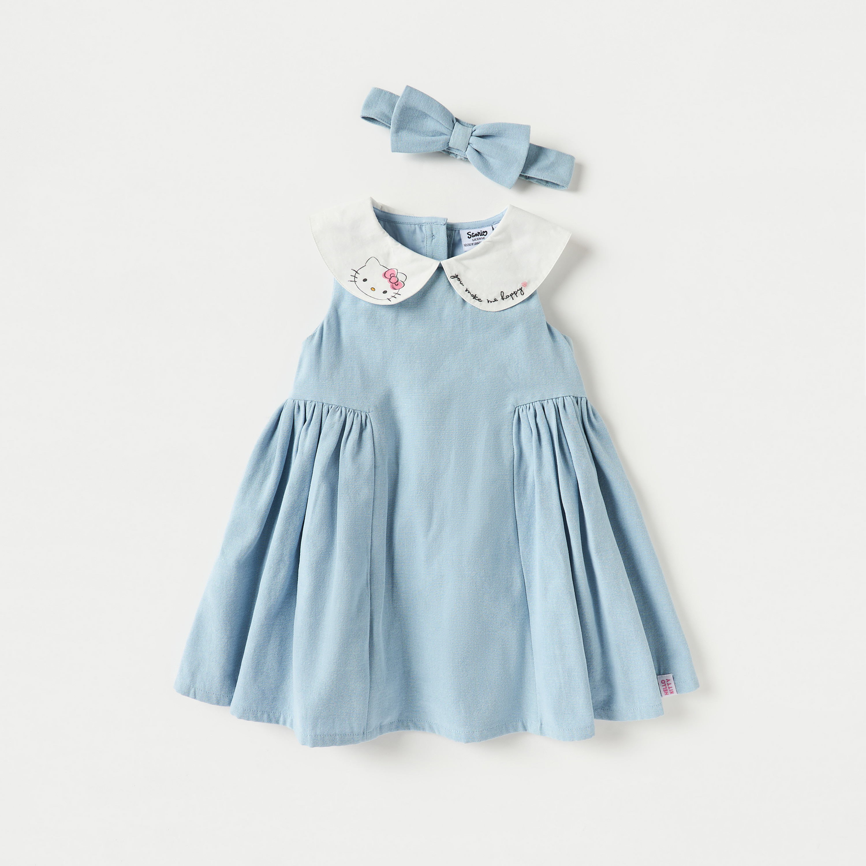 Juniors Hello Kitty Print Sleeveless A-line Dress with Headband-girls-clothing-dressesandjumpsuits-image-1