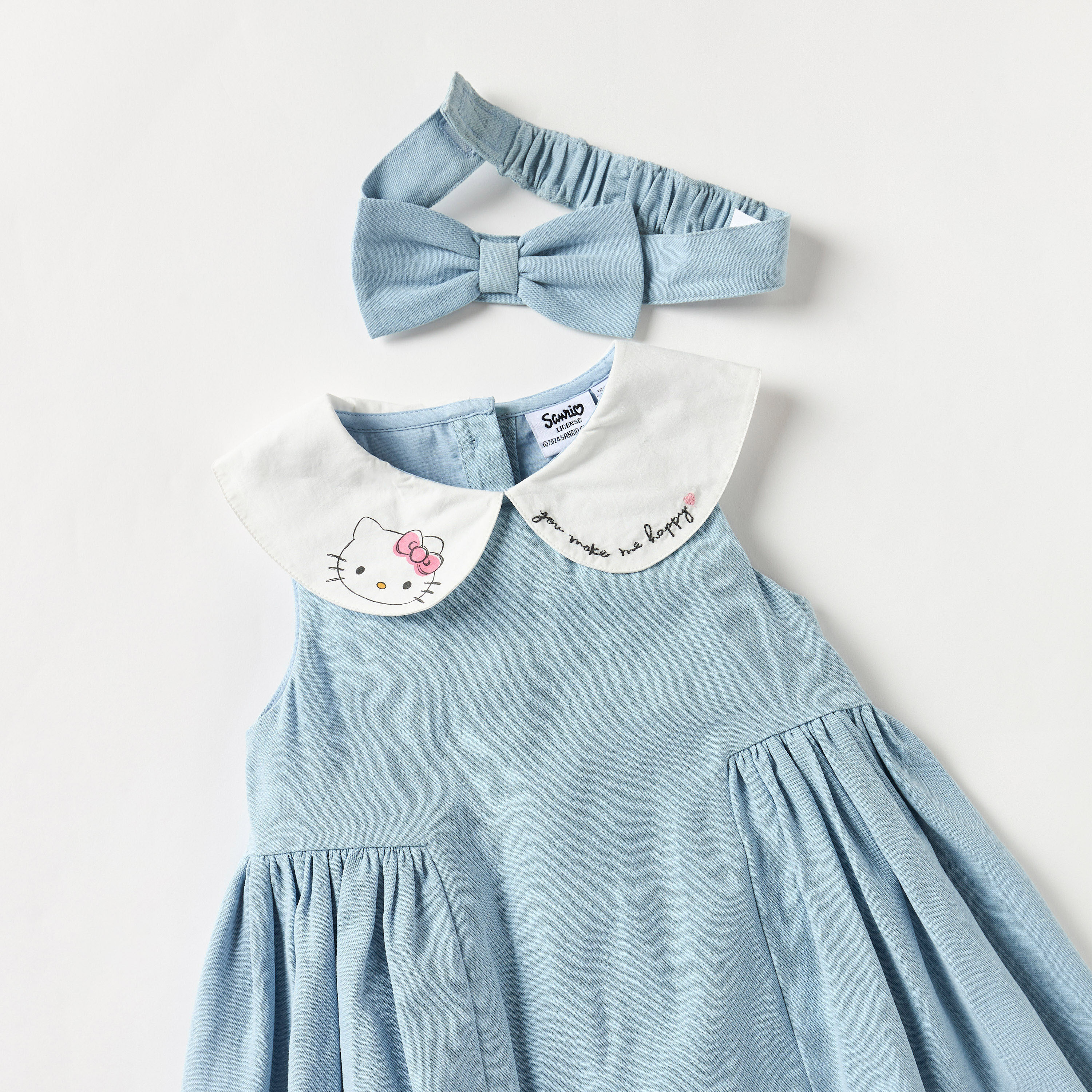 Juniors Hello Kitty Print Sleeveless A-line Dress with Headband-girls-clothing-dressesandjumpsuits-image-3