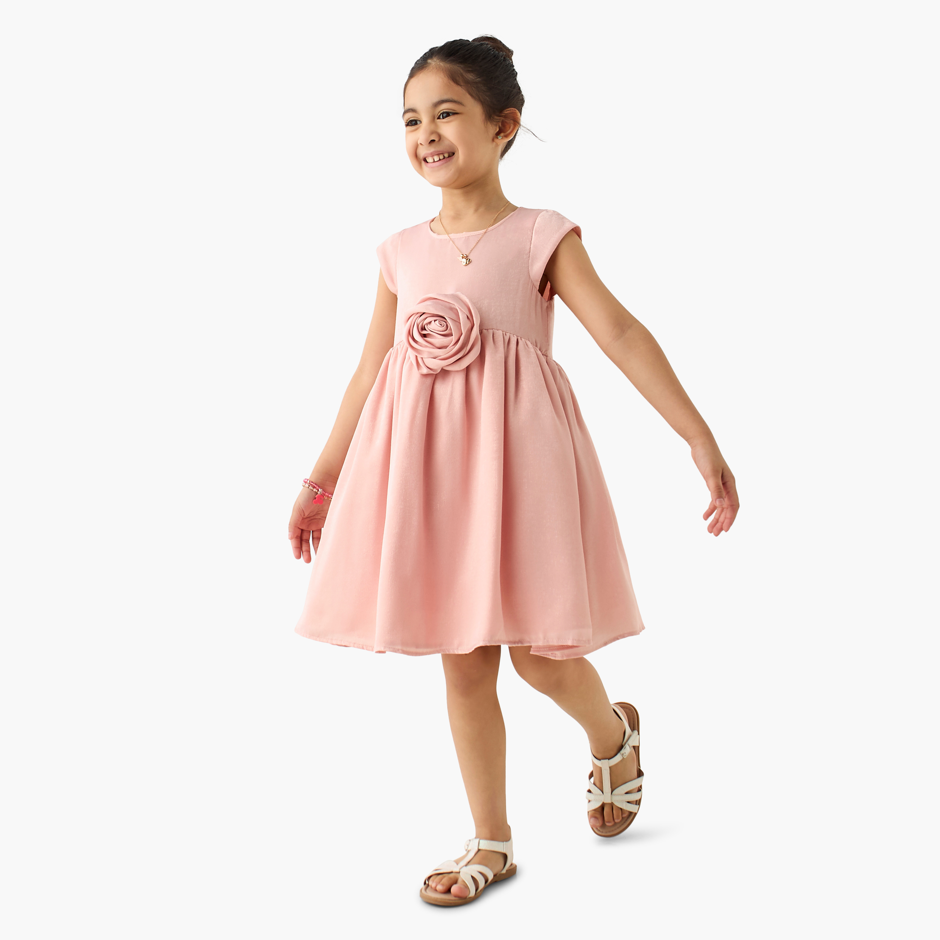 Juniors Textured Dress with Flower Applique-girls-clothing-dressesandjumpsuits-image-1