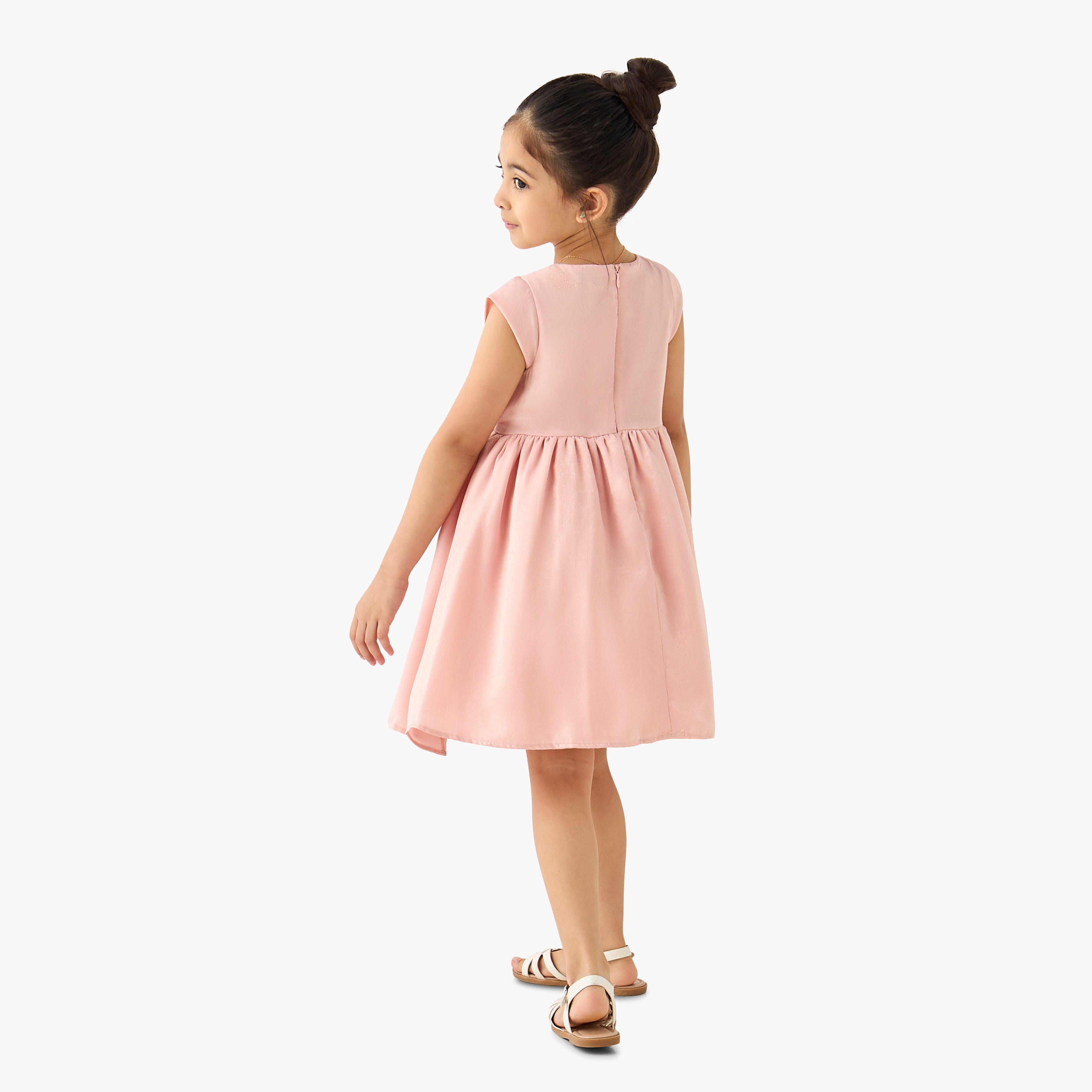 Juniors Textured Dress with Flower Applique-girls-clothing-dressesandjumpsuits-image-2
