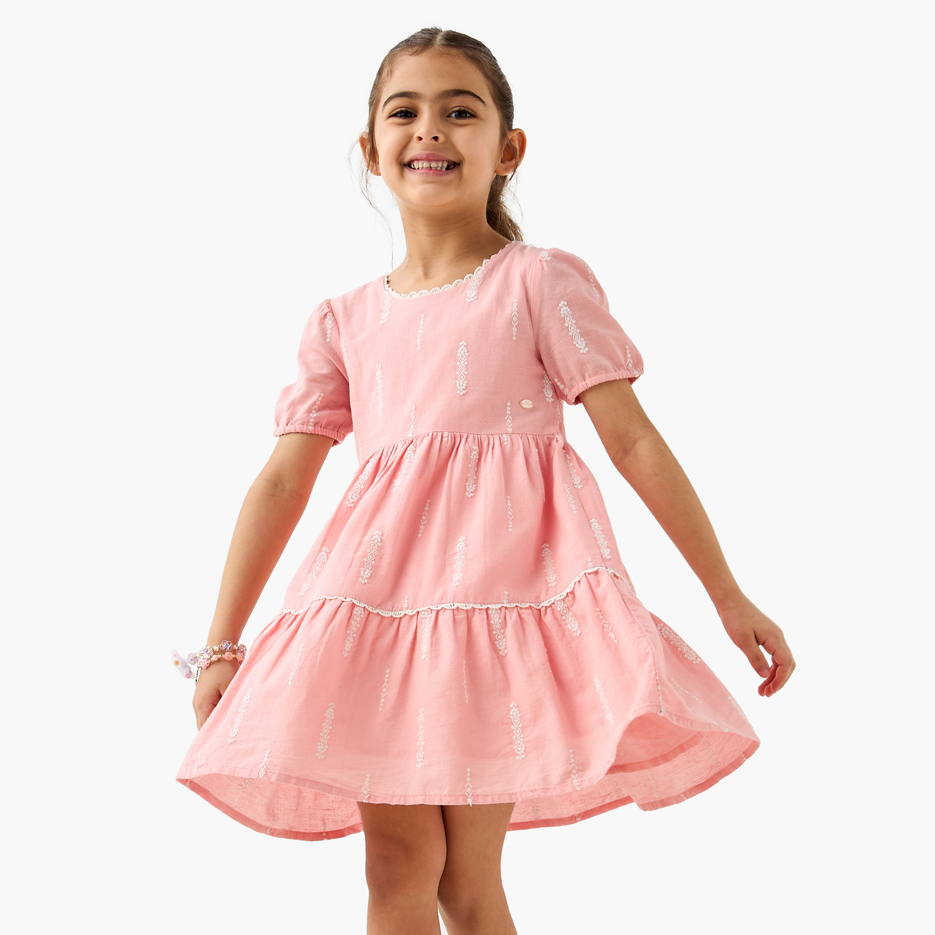 Eligo Embroidered Tiered Dress with Long Sleeves-girls-clothing-dressesandjumpsuits-image-1