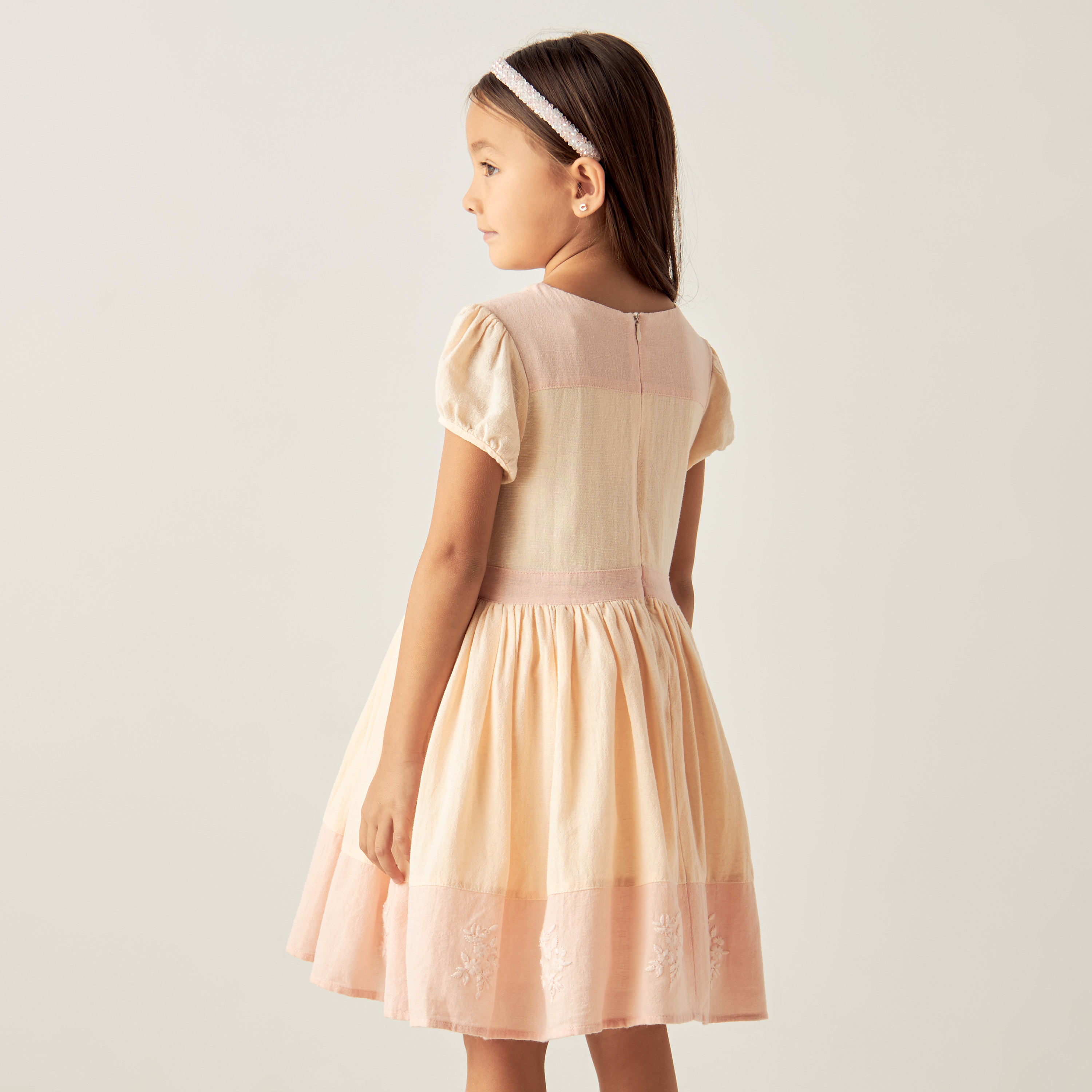 Eligo Embroidered A-line Dress with Puff Sleeves-girls-clothing-dressesandjumpsuits-image-3