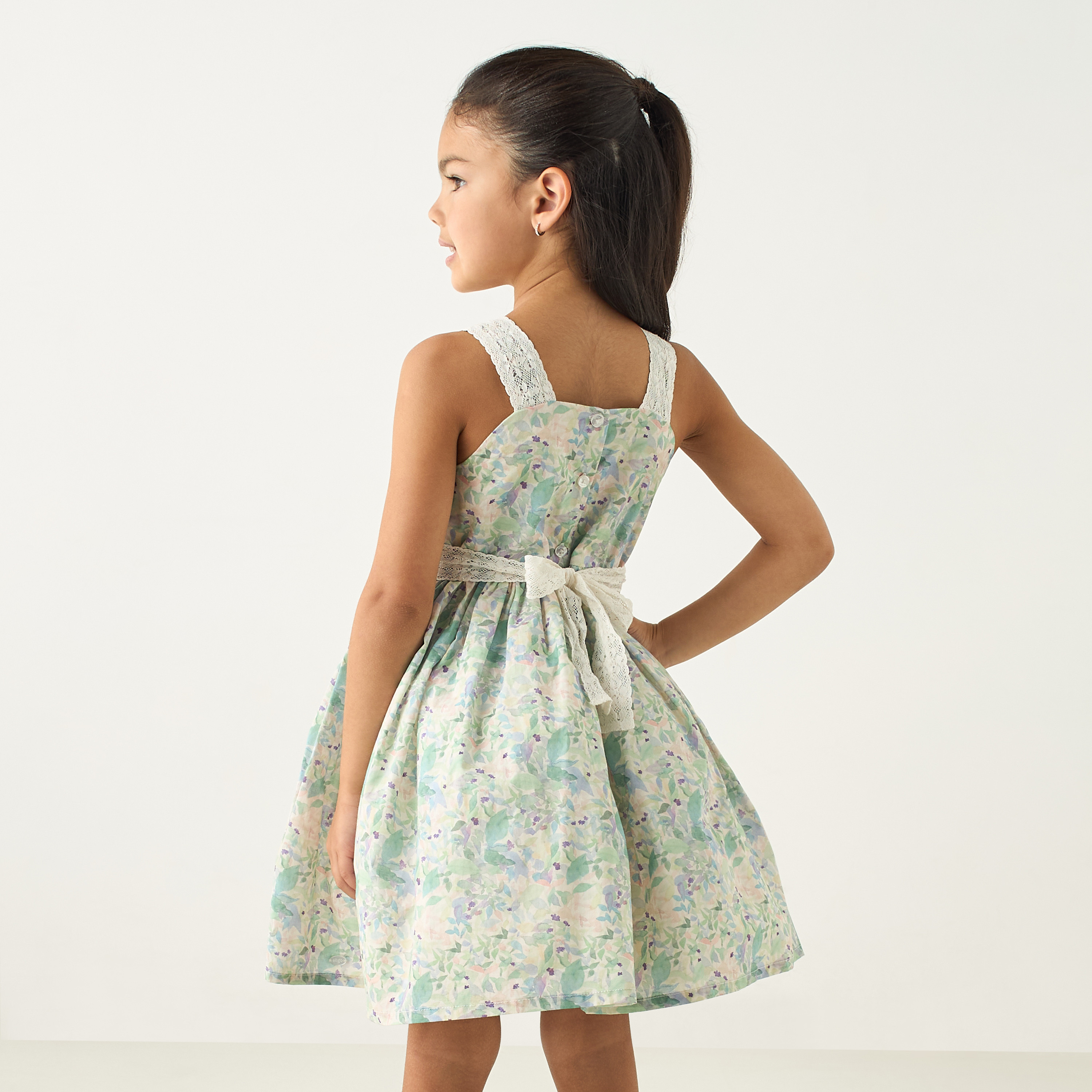 فستان إيه لاين بتطريز زهري وحزام ربط من إليجو-girls-clothing-dressesandjumpsuits-image-3