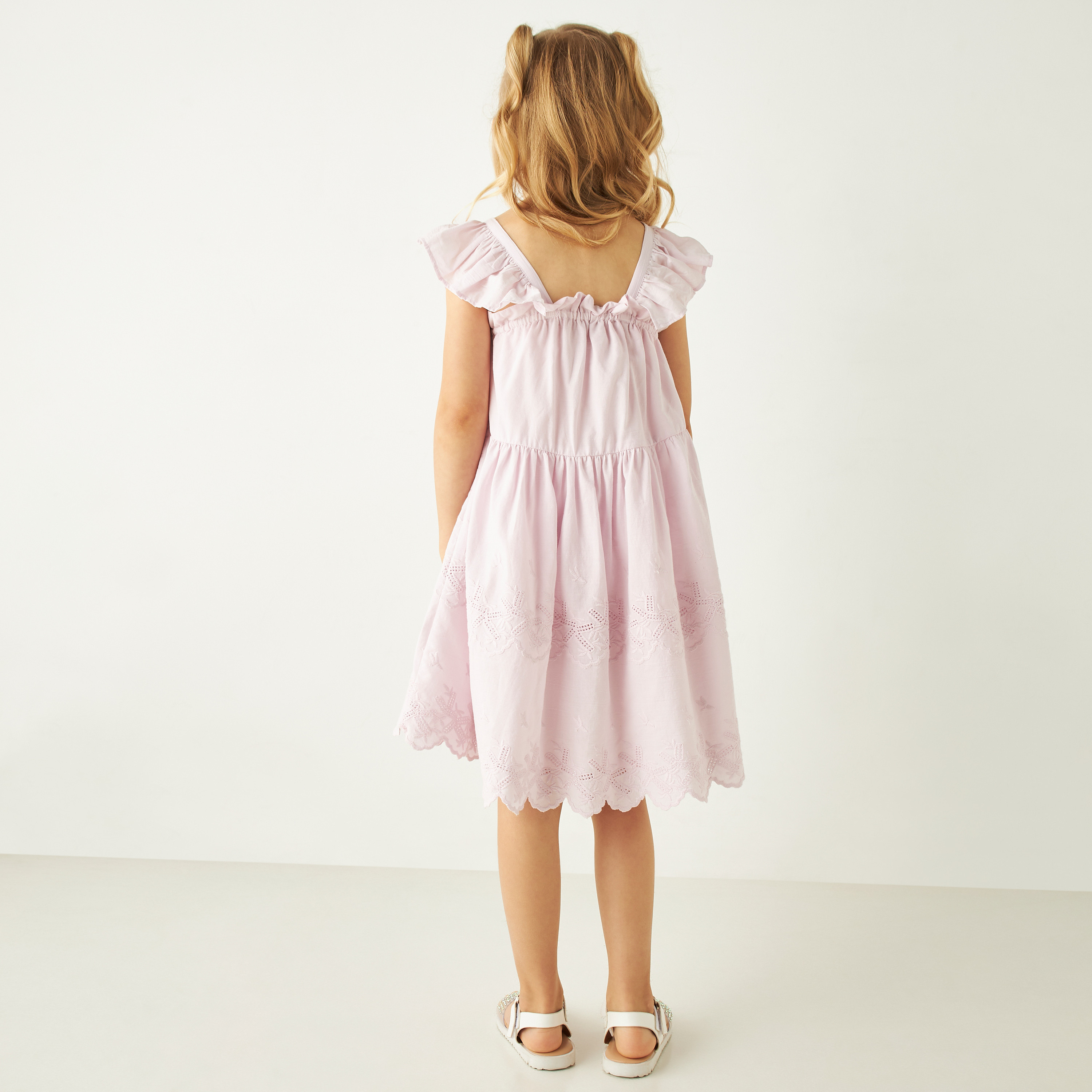 Eligo Textured A-line Dress with Cap Sleeves-girls-clothing-dressesandjumpsuits-image-3