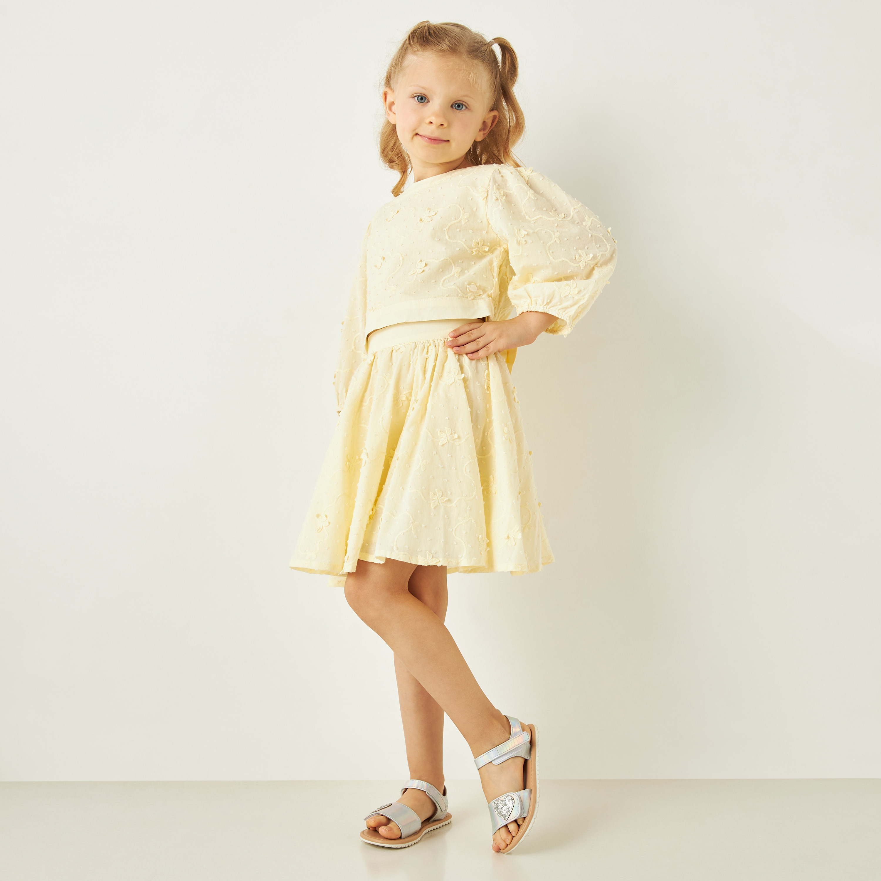 Eligo Butterfly Textured Top and Skirt Set-baby-girls-clothing-setsandcoords-image-1