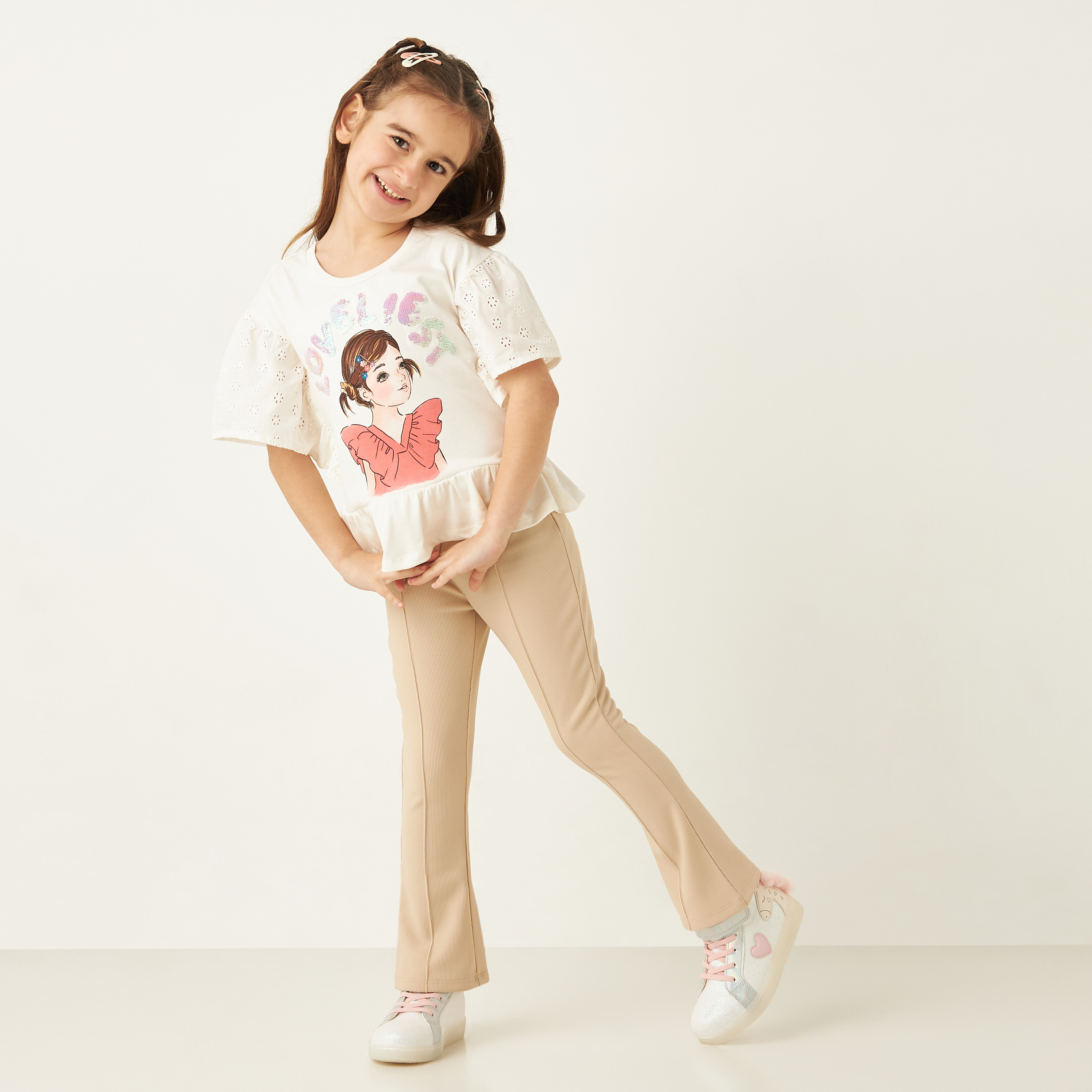 Lee Cooper Sequin Embellished Graphic Print T-shirt-girls-clothing-tshirts-image-2