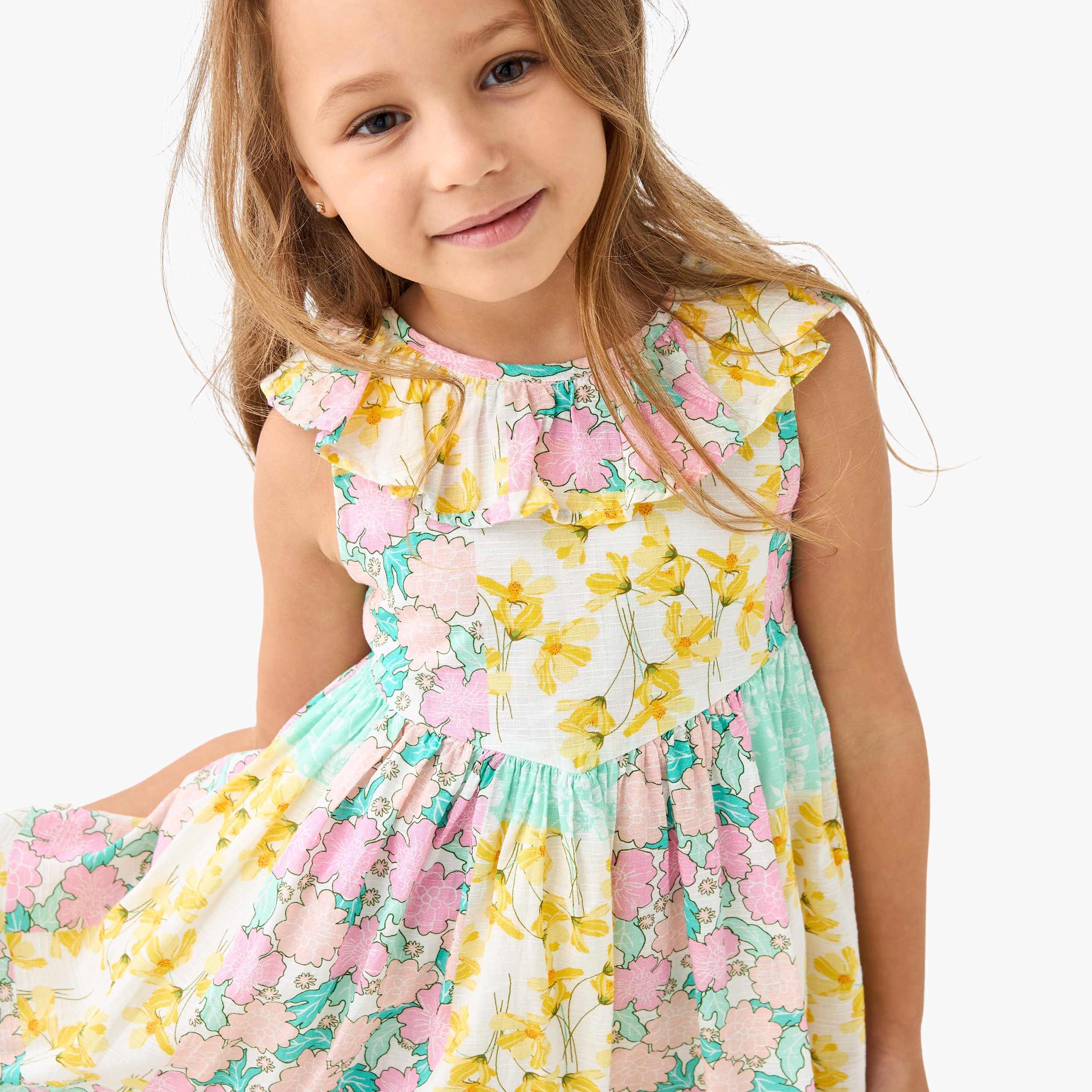 فستان دون أكمام بكشكش وطبعات زهرية من لي كوبر-girls-clothing-dressesandjumpsuits-image-4