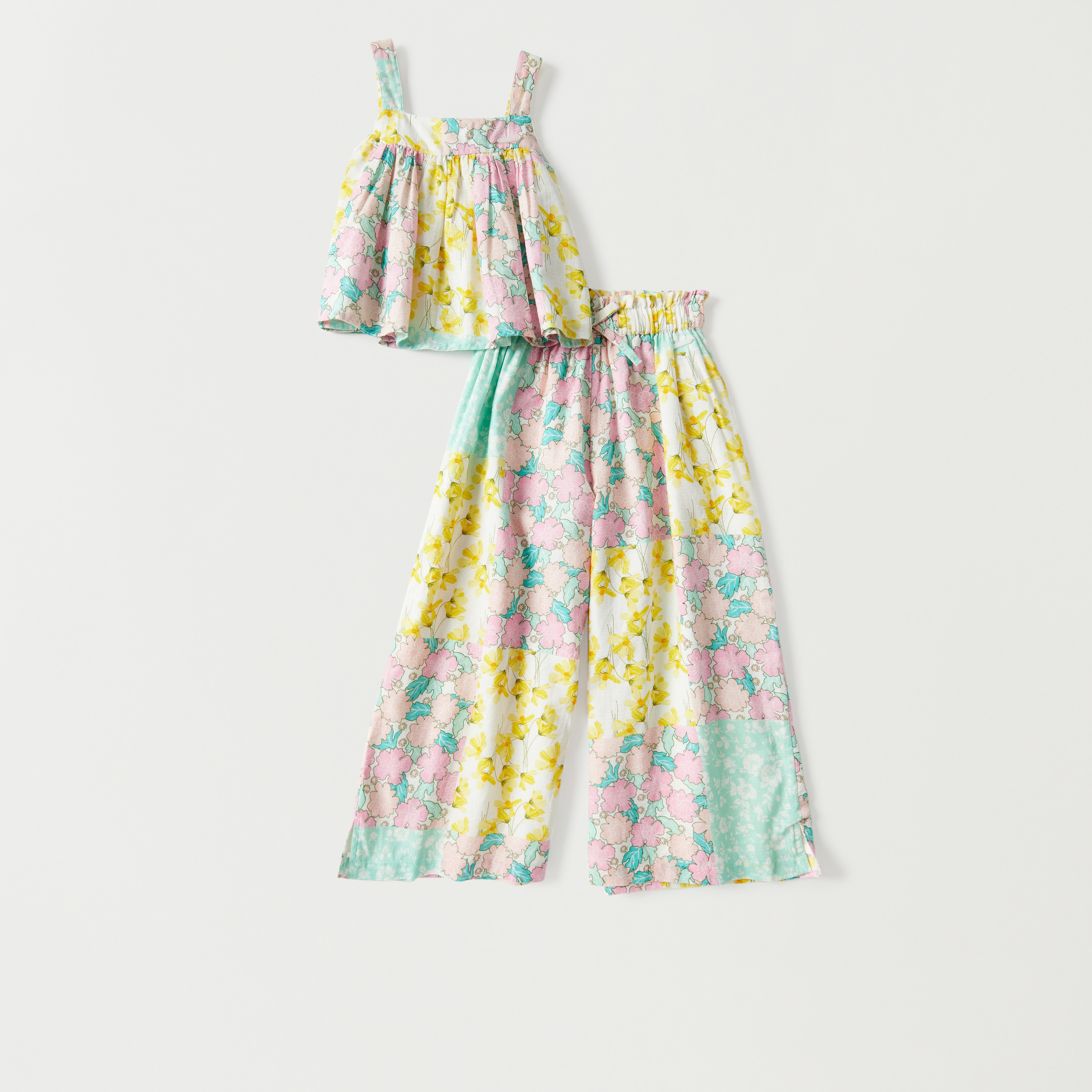 Lee Cooper All-Over Floral Print Sleeveless Top and Flared Pant Set-baby-girls-clothing-setsandcoords-image-1