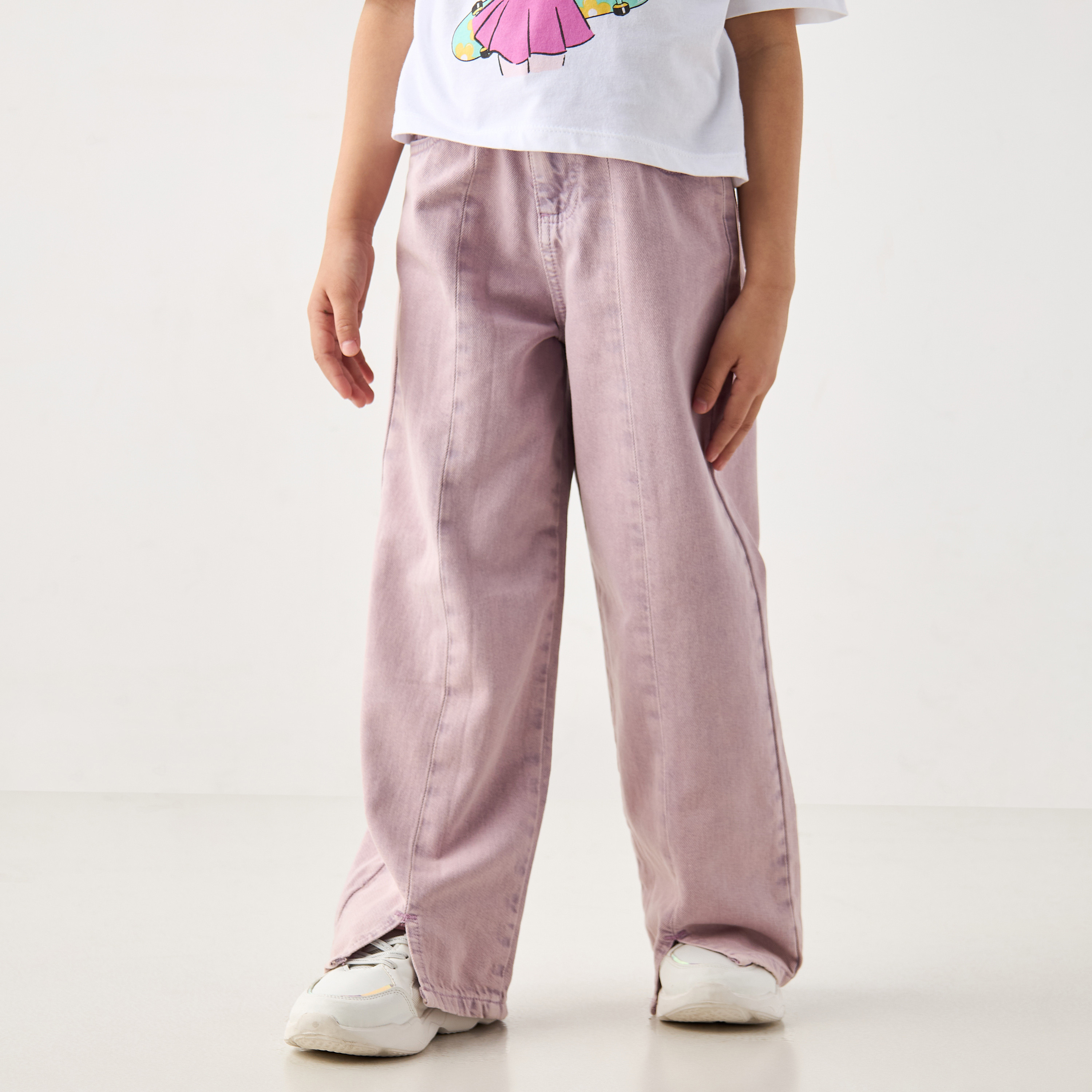 Lee Cooper Solid Jeans with Pockets and Button Closure-baby-girls-clothing-bottoms-jeans-image-1