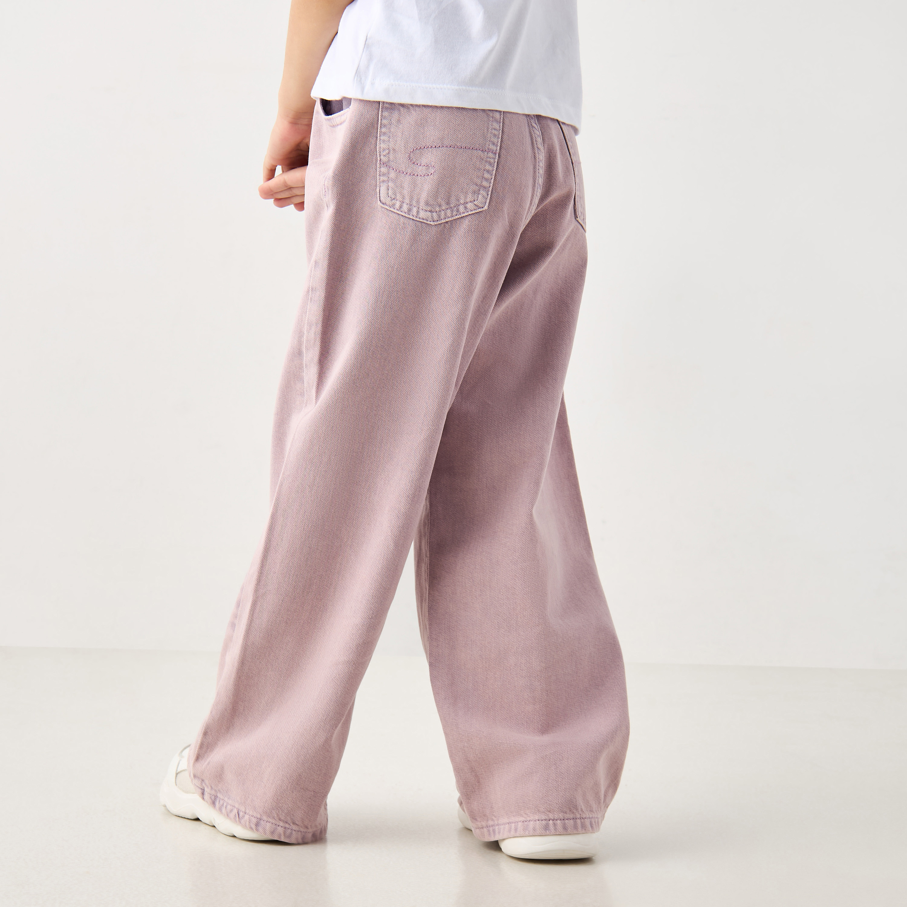 Lee Cooper Solid Jeans with Pockets and Button Closure-baby-girls-clothing-bottoms-jeans-image-3