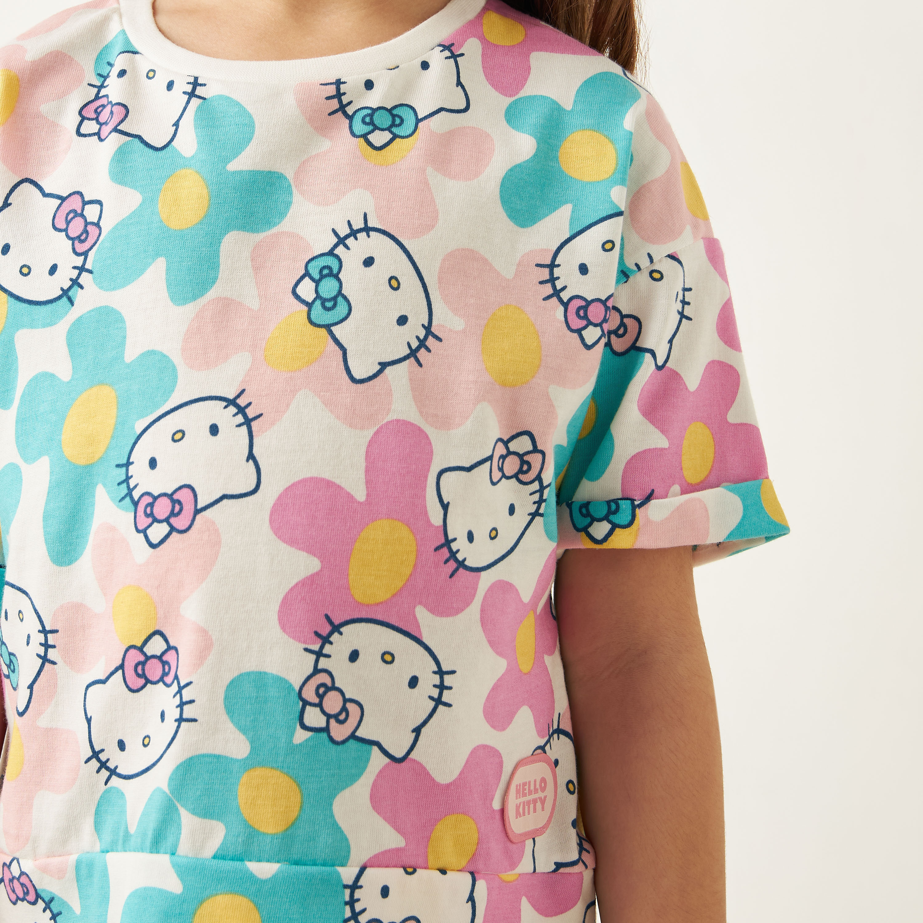 Sanrio Hello Kitty Print T-shirt with Short Sleeves - Set of 2-girls-clothing-tshirts-image-4