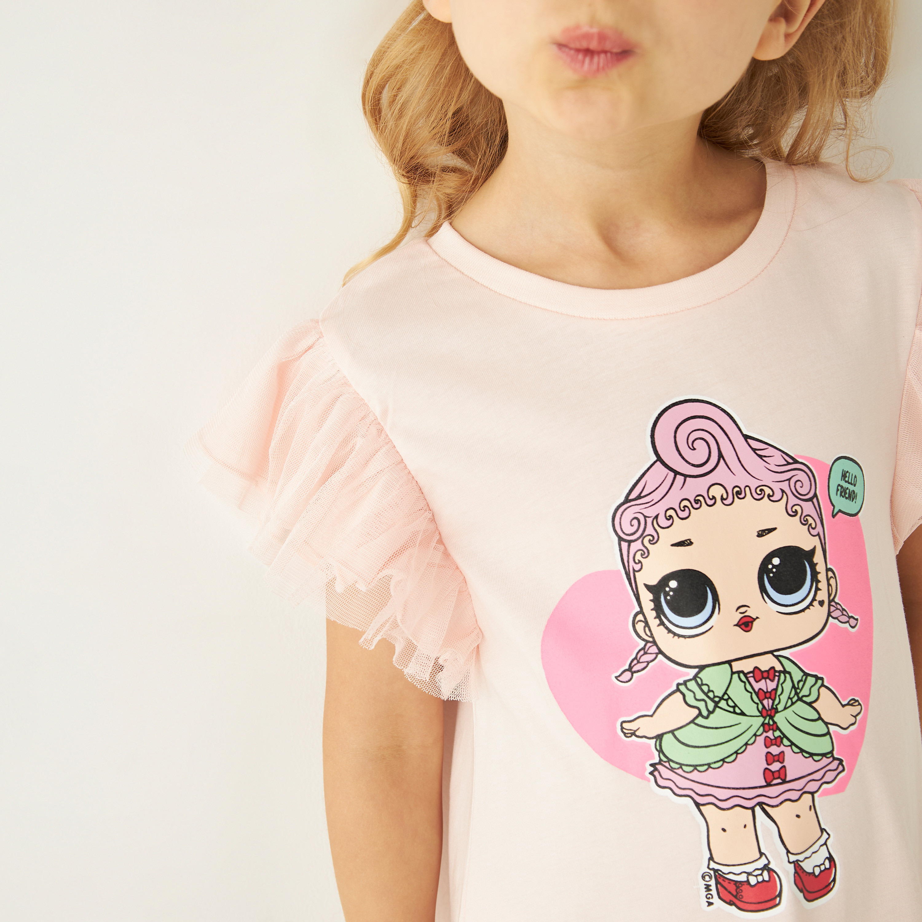 L.O.L. Surprise! Print A-line Dress with Ruffle Sleeves-girls-clothing-dressesandjumpsuits-image-4
