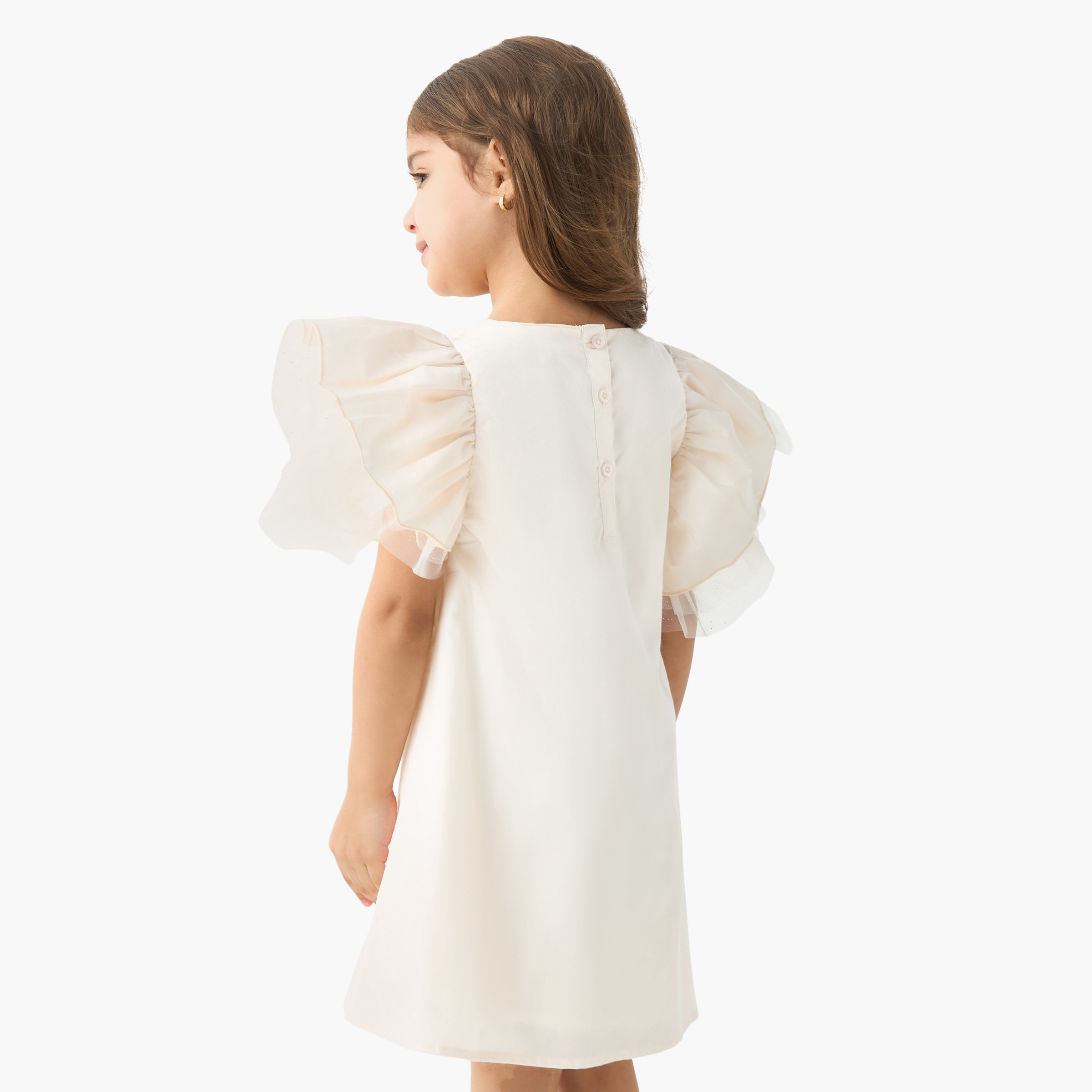 L.O.L. Surprise! Glitter Print A-line Dress with Flutter Sleeves and Round Neck-girls-clothing-dressesandjumpsuits-image-3