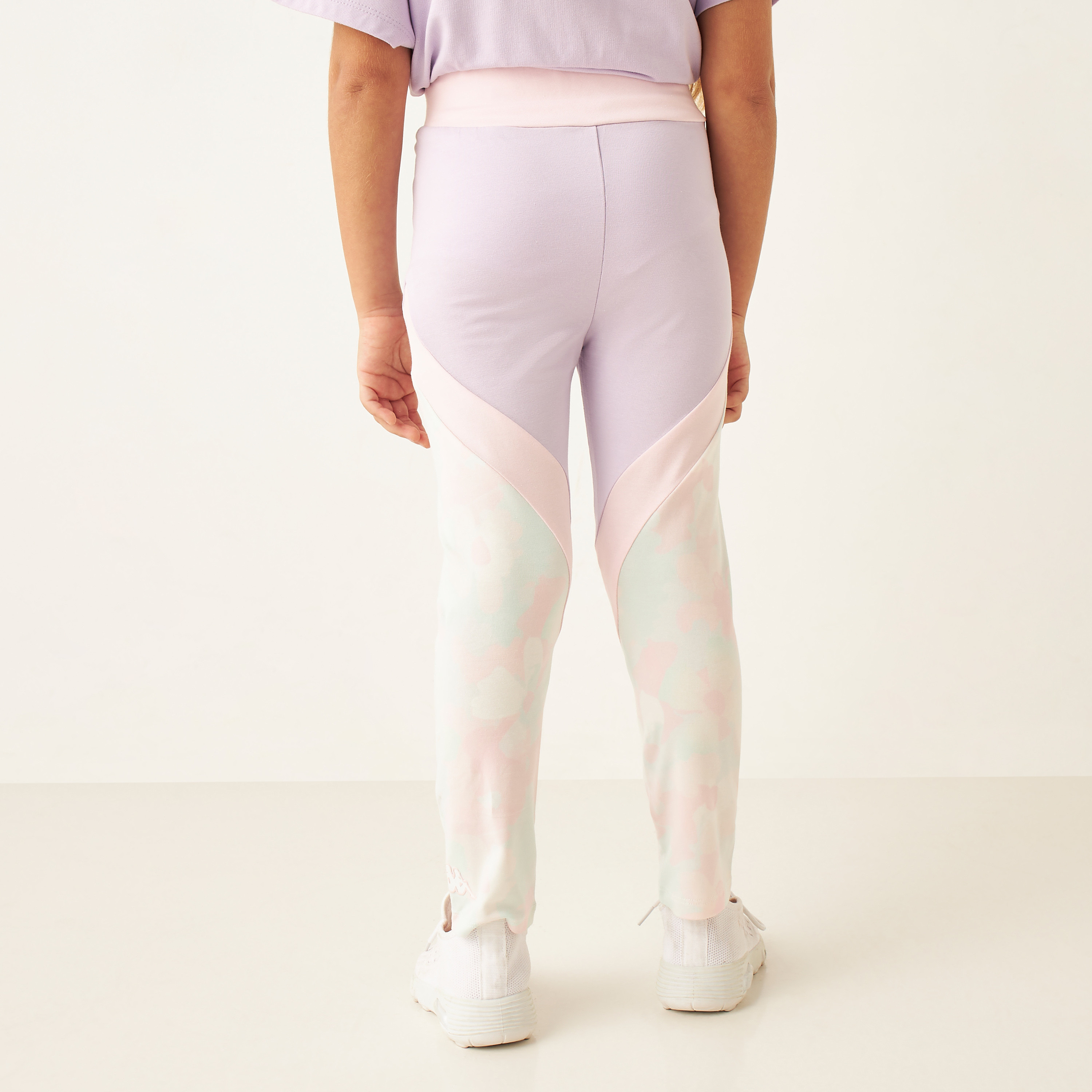 Kappa Colourblock Panelled Leggings with Elasticated Waistband-baby-girls-clothing-sportswear-bottoms-image-4