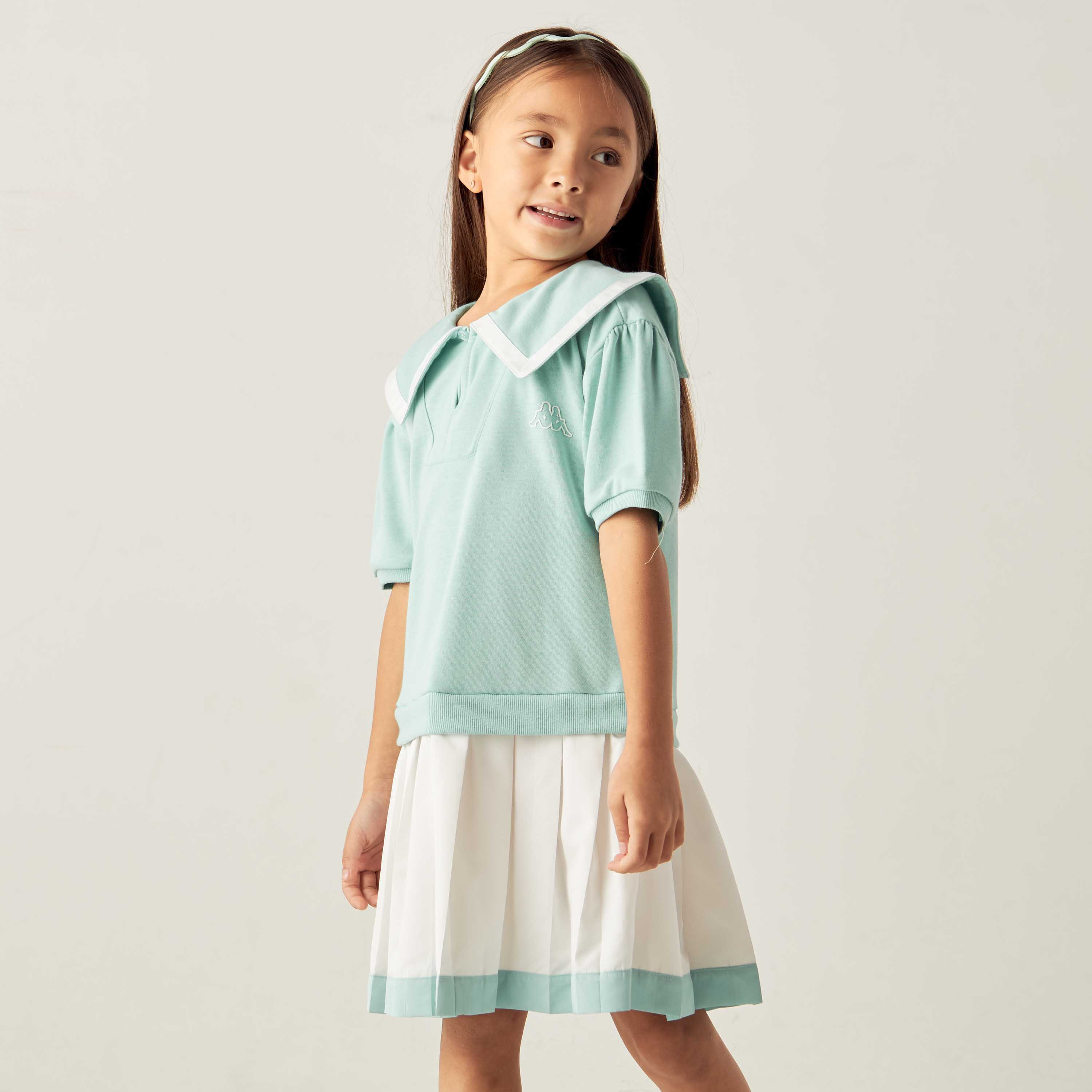 Kappa Box Pleated A-line Dress with Overlay Detail and Short Sleeves-girls-clothing-dressesandjumpsuits-image-1