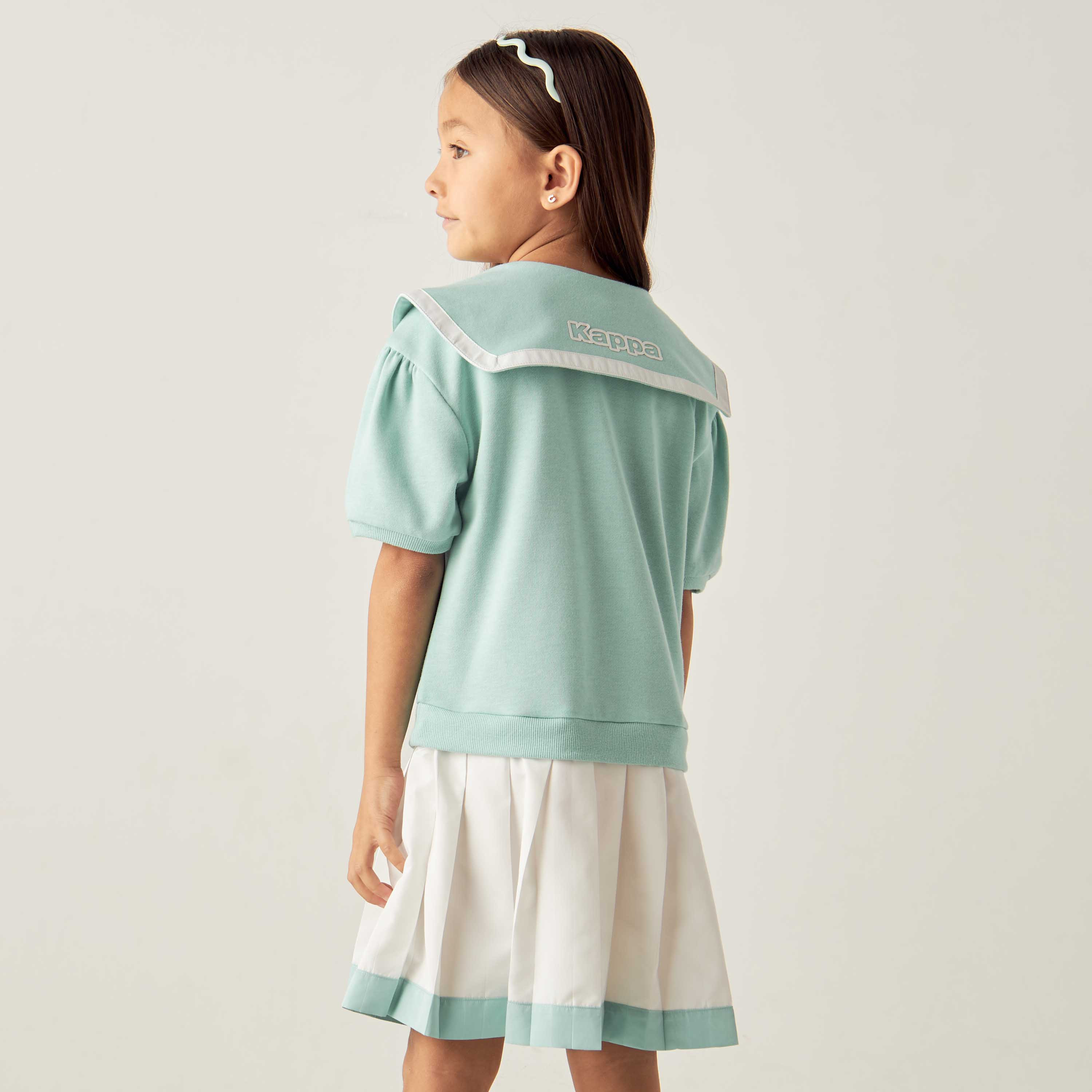 Kappa Box Pleated A-line Dress with Overlay Detail and Short Sleeves-girls-clothing-dressesandjumpsuits-image-3