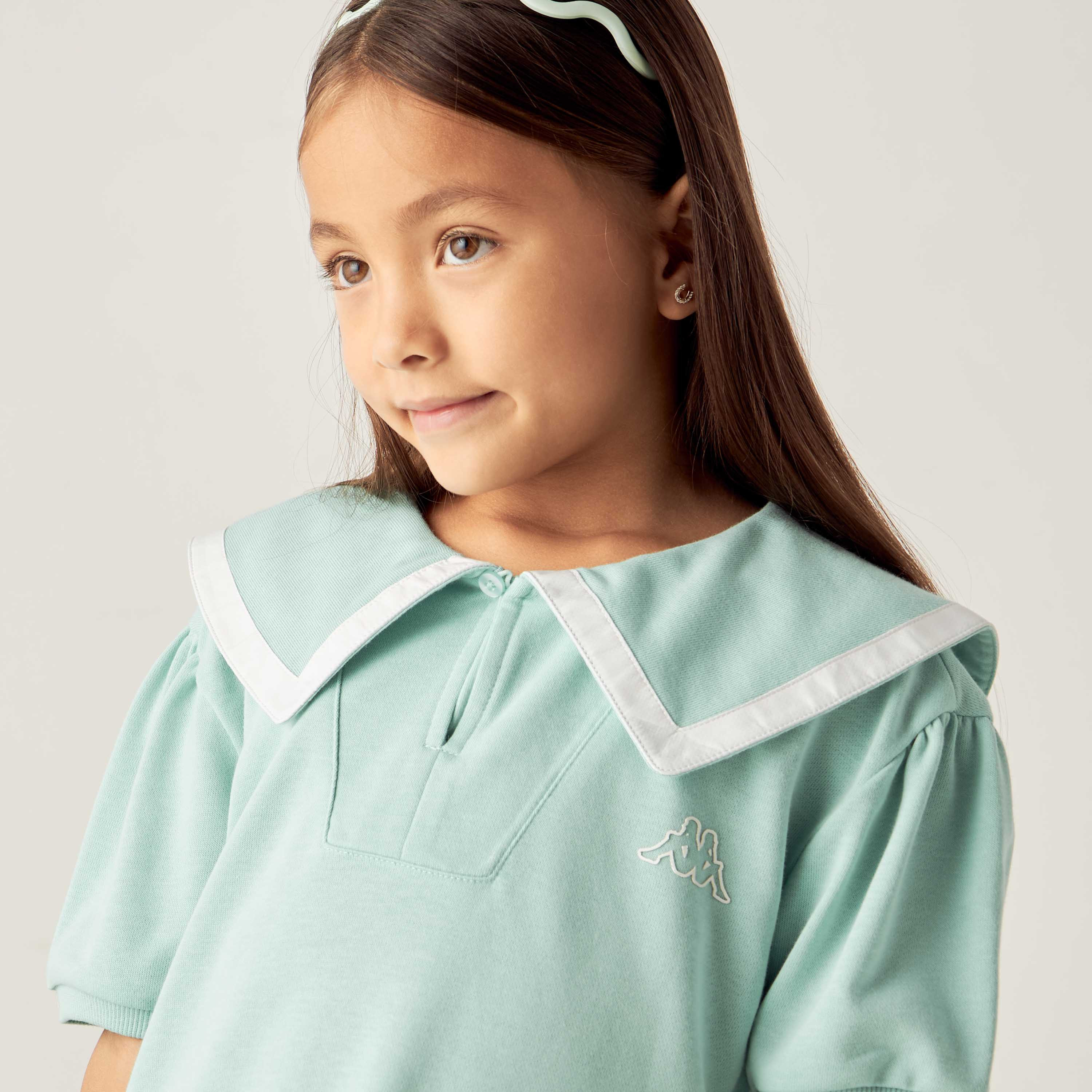 Kappa Box Pleated A-line Dress with Overlay Detail and Short Sleeves-girls-clothing-dressesandjumpsuits-image-4
