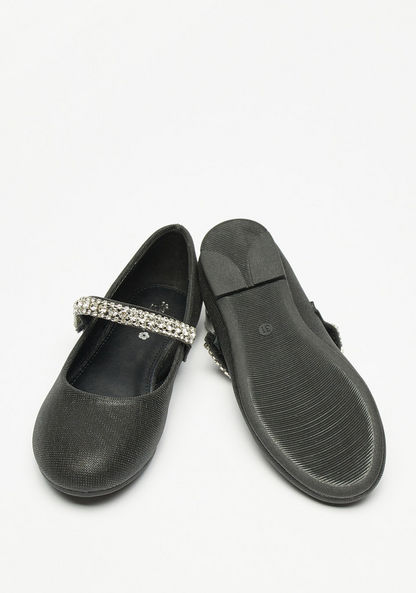 Little Missy Embellished Mary Jane Shoes with Hook and Loop Closure