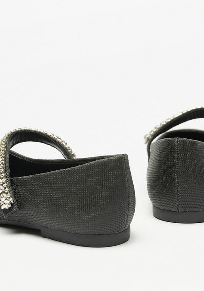 Little Missy Embellished Mary Jane Shoes with Hook and Loop Closure