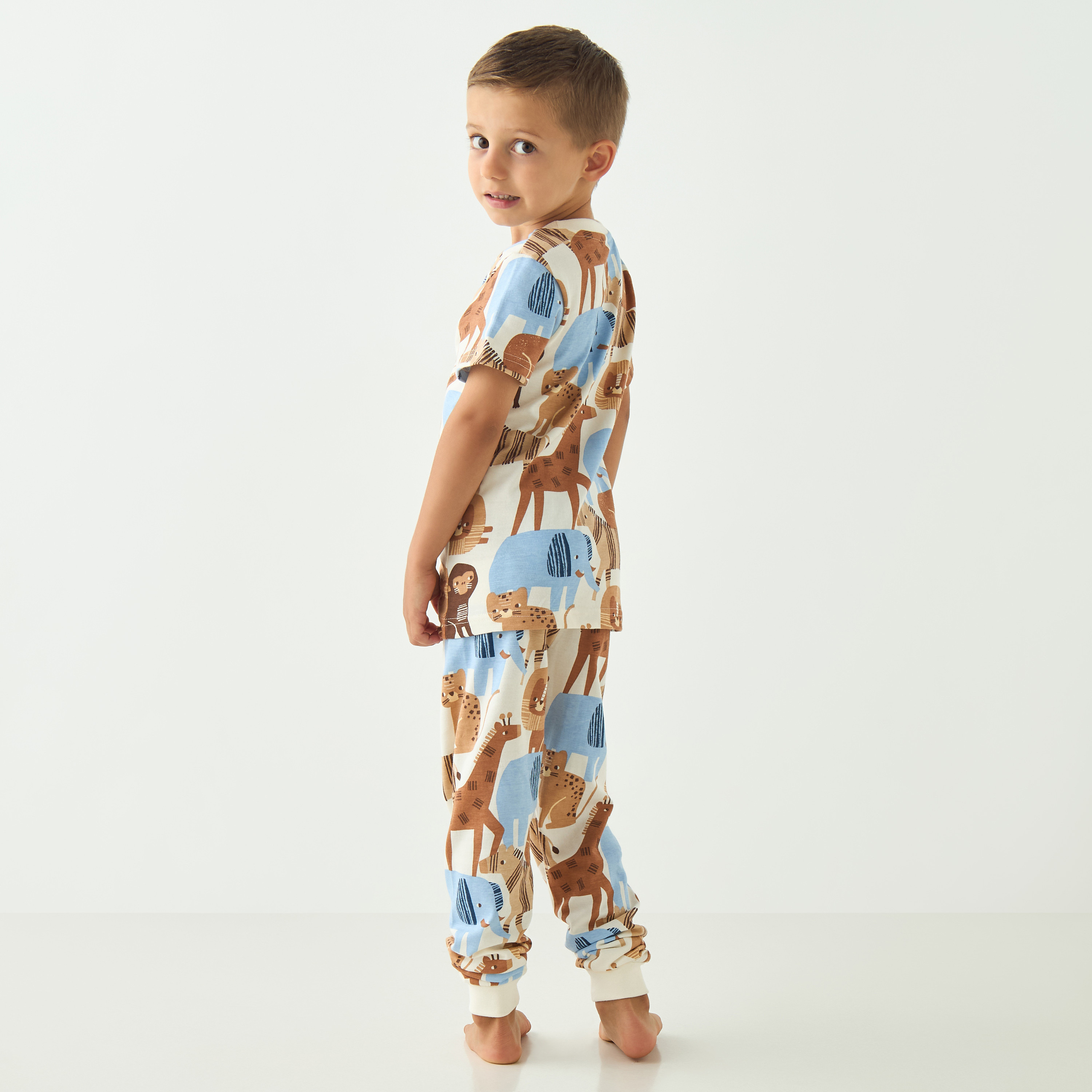 Juniors Safari Print T-shirt with Pyjamas - Set of 2-boys-clothing-nightwear-image-6