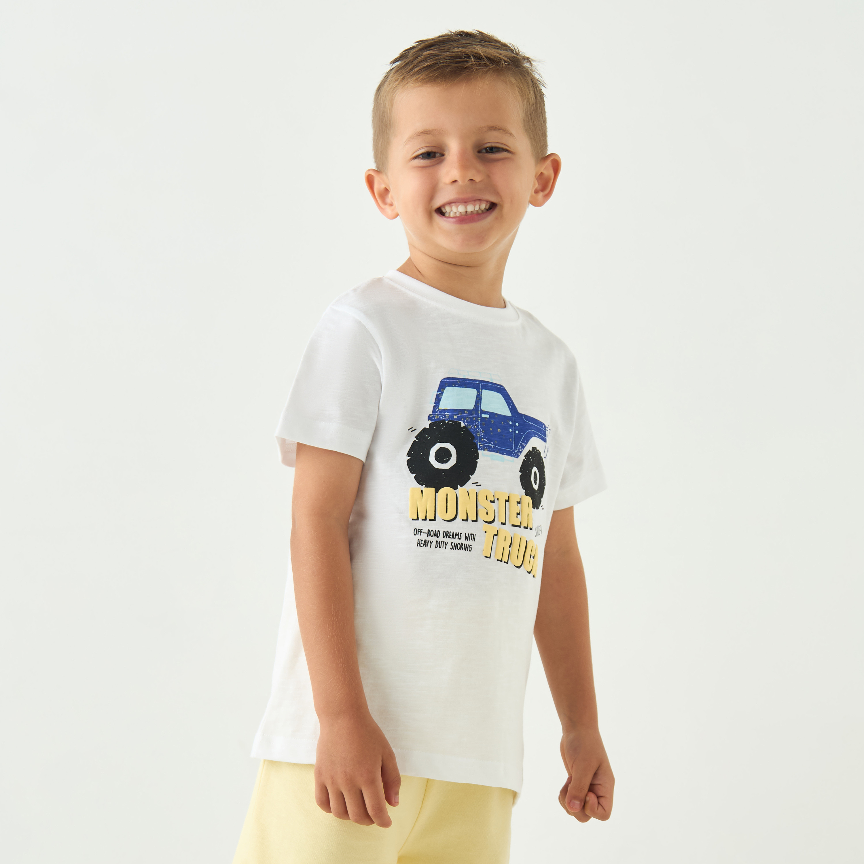 Juniors Monster Truck Print T-shirt and Shorts Set-boys-clothing-nightwear-image-3
