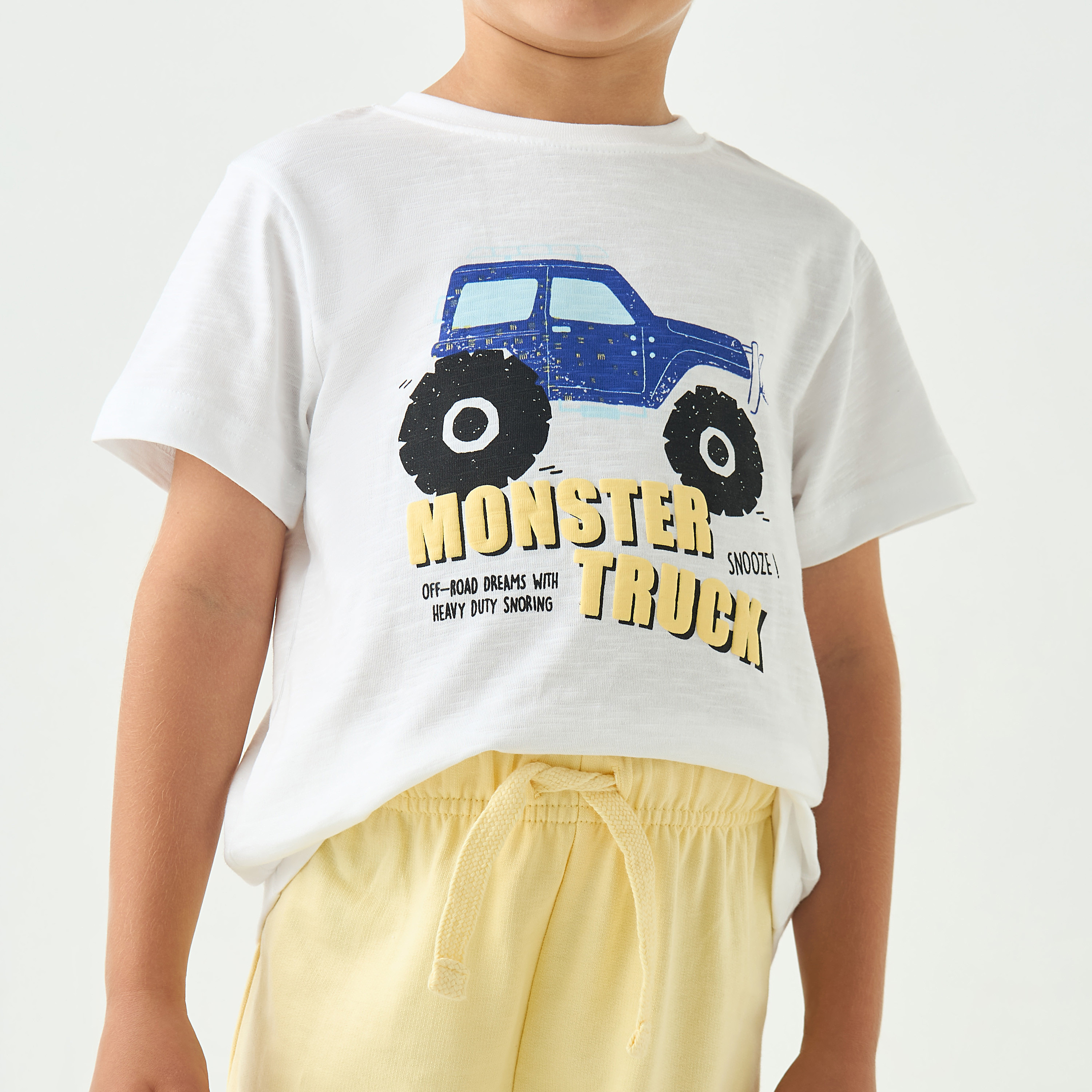 Juniors Monster Truck Print T-shirt and Shorts Set-boys-clothing-nightwear-image-6
