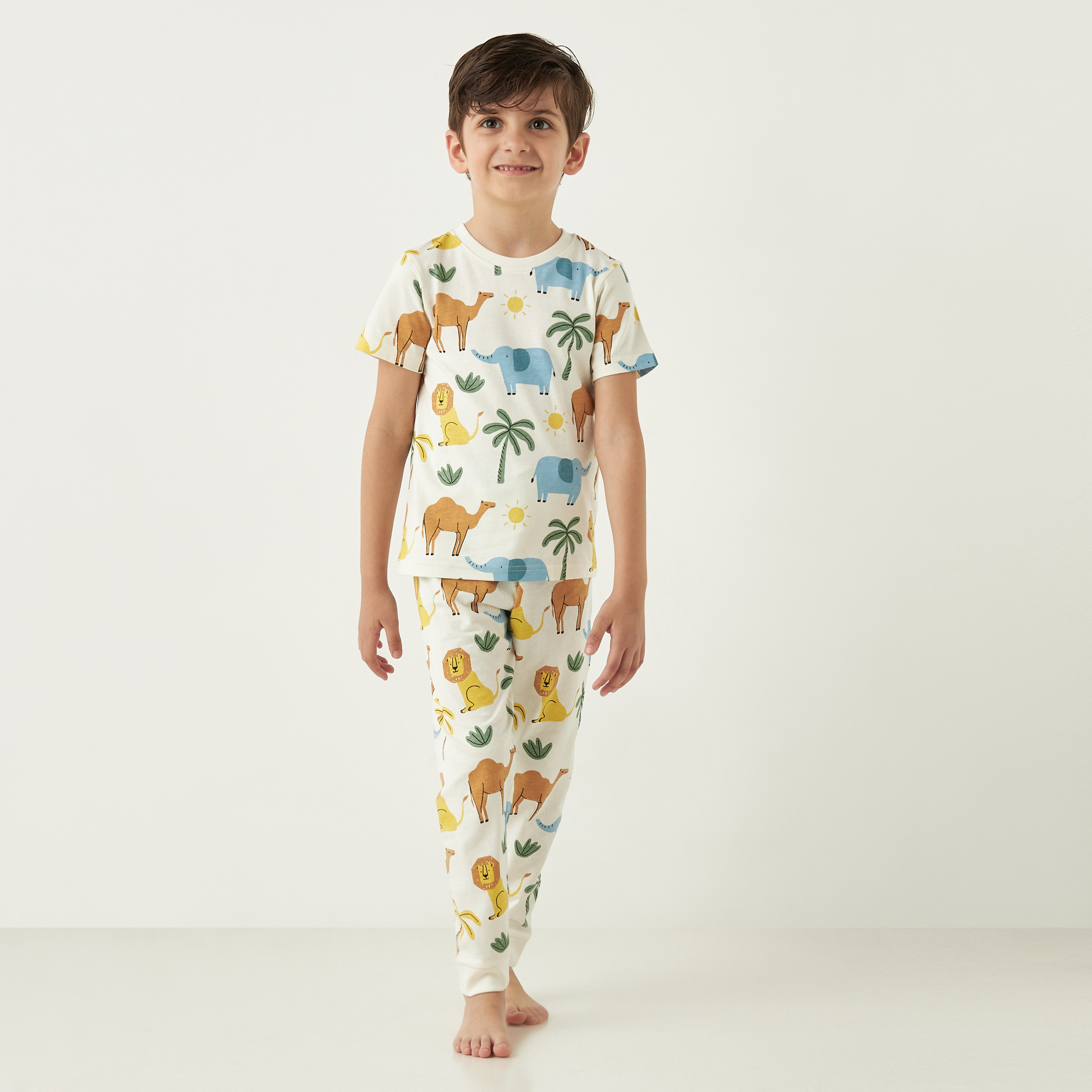 Juniors All-Over Animal Print T-shirt and Pyjama Set-boys-clothing-nightwear-image-1