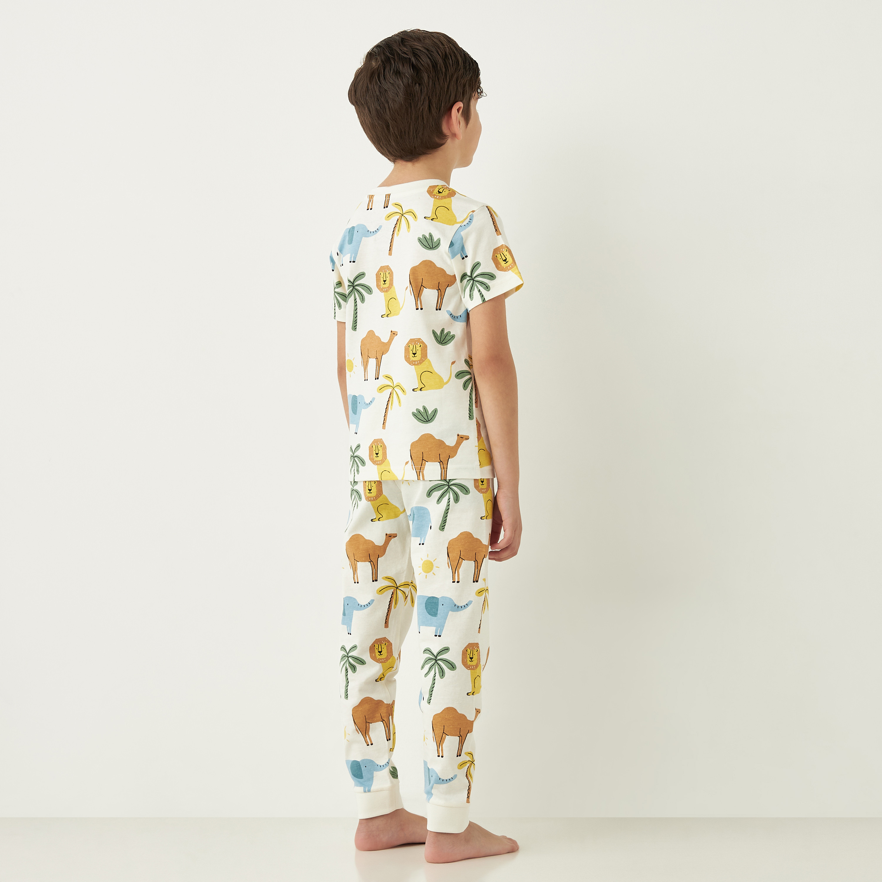 Juniors All-Over Animal Print T-shirt and Pyjama Set-boys-clothing-nightwear-image-4