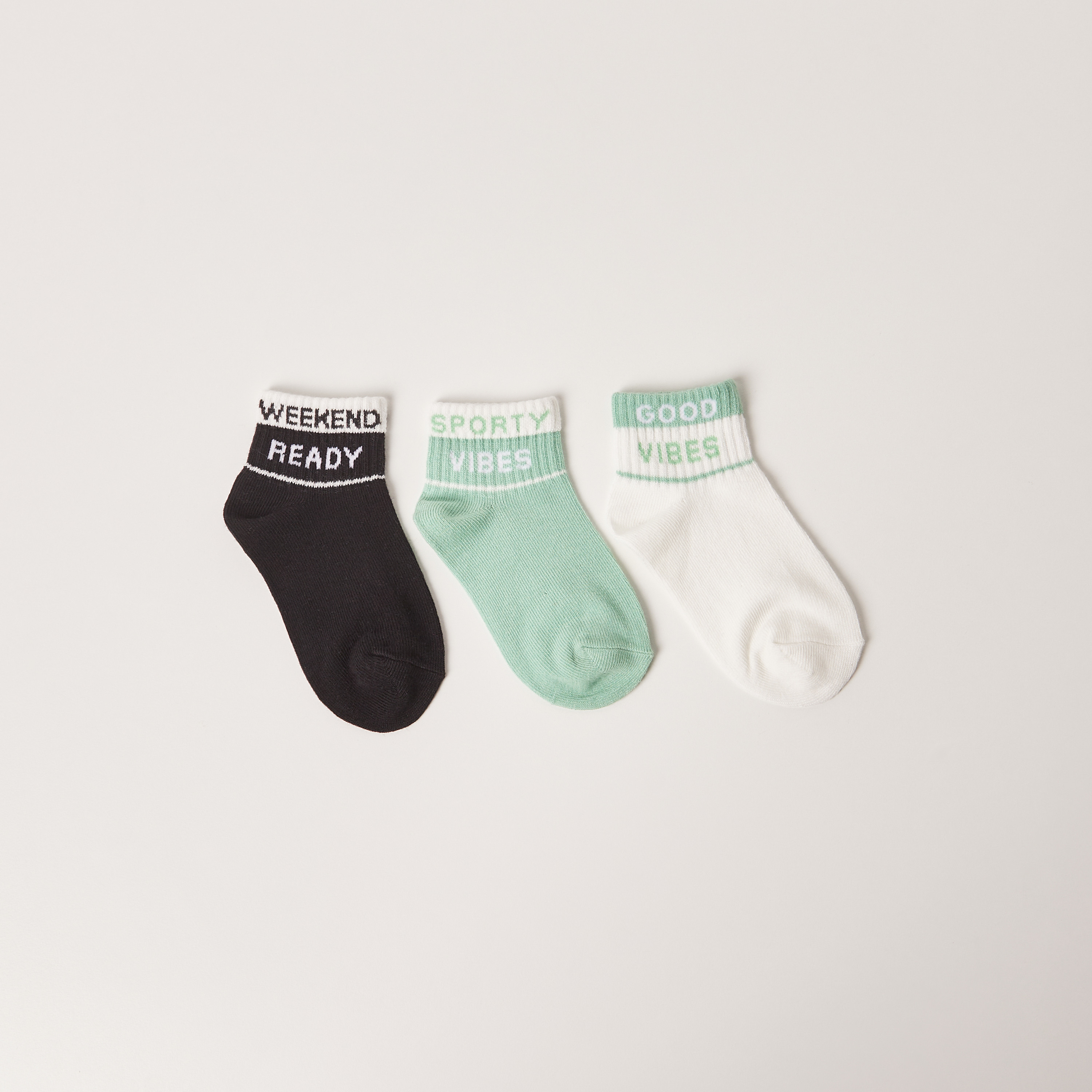 Juniors Slogan Print Socks - Set of 3-boys-accessories-socks-image-1