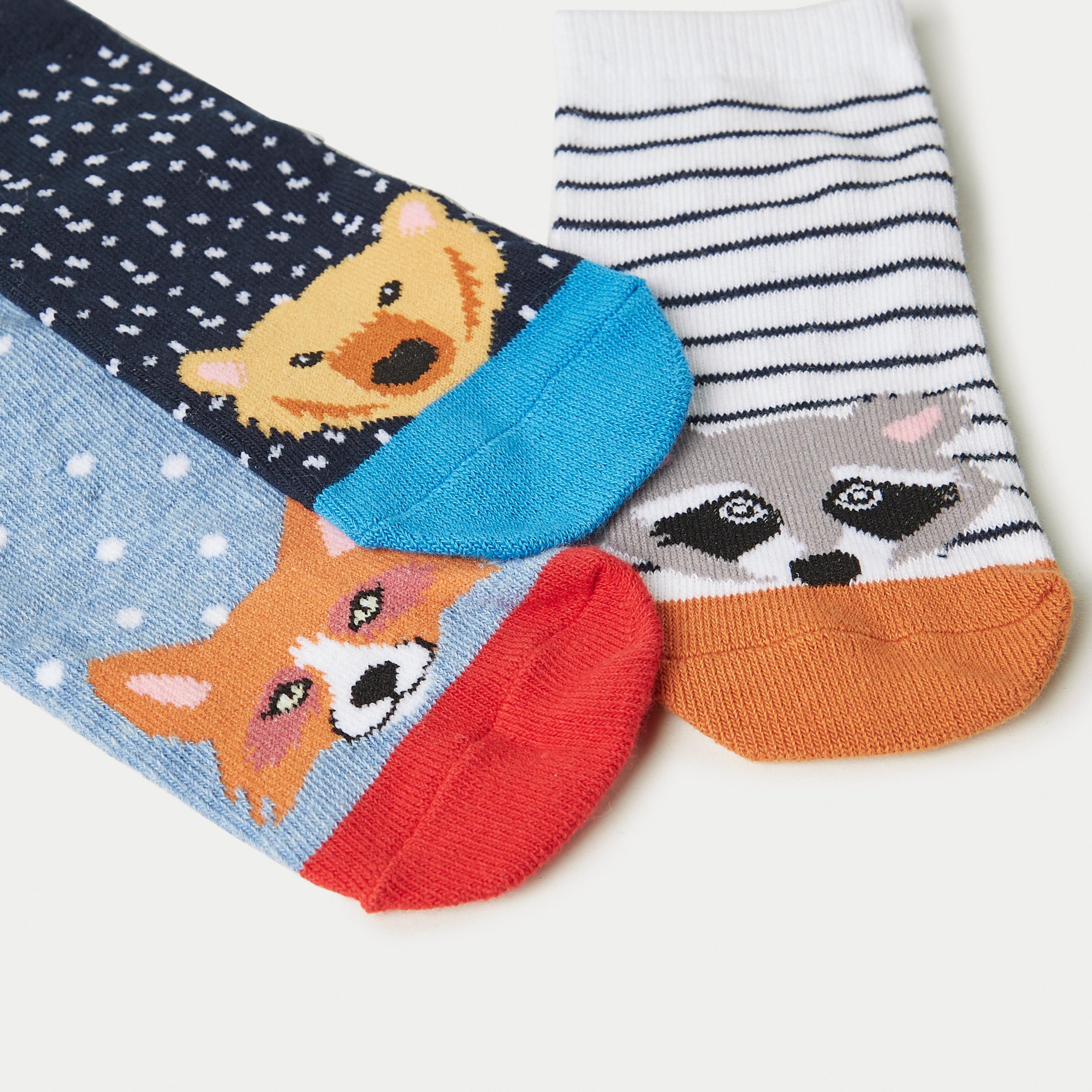 Juniors Fox Print Ankle Length Socks - Set of 3-boys-accessories-socks-image-4