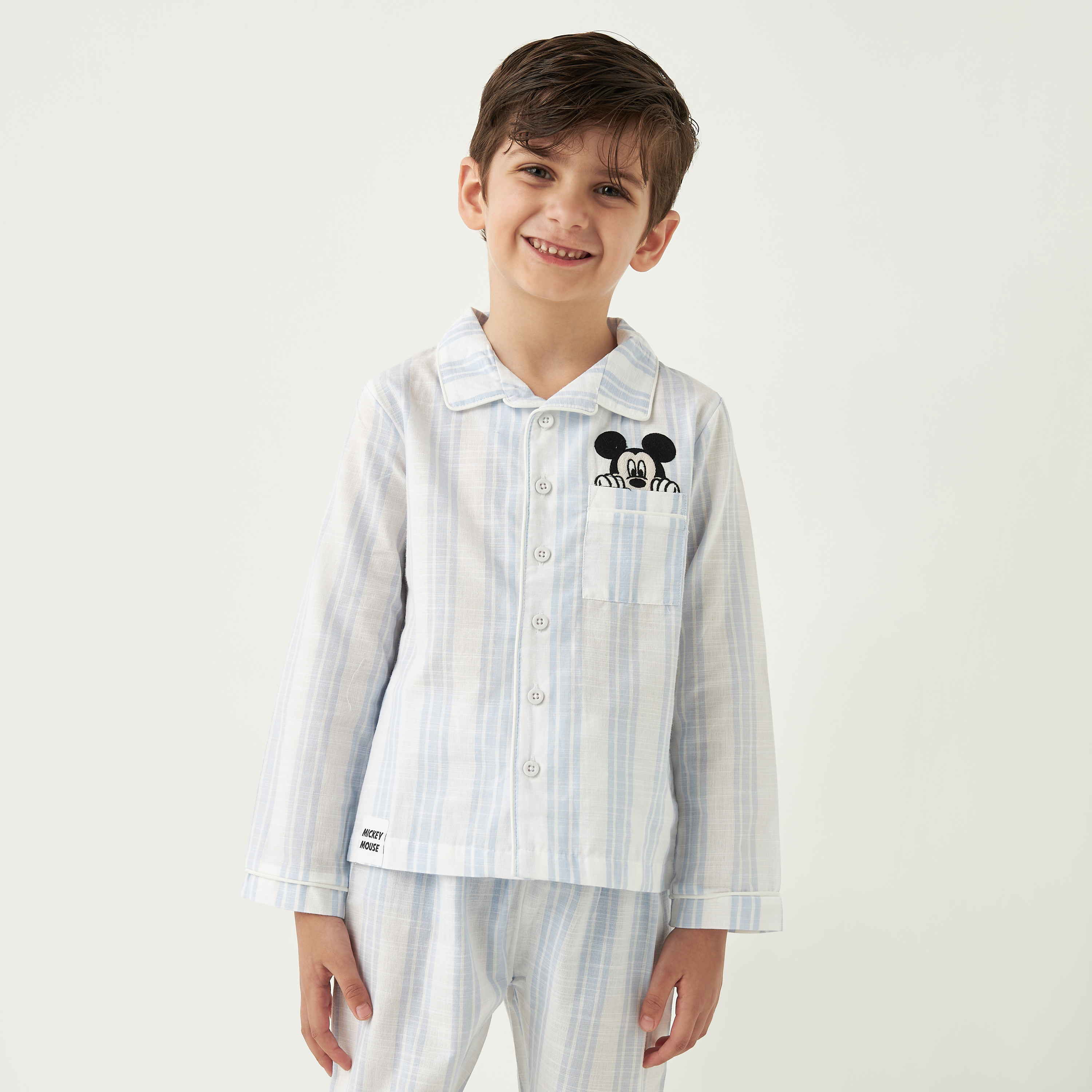 Disney Mickey Mouse Print Shirt and Pyjama Set-boys-clothing-nightwear-image-2