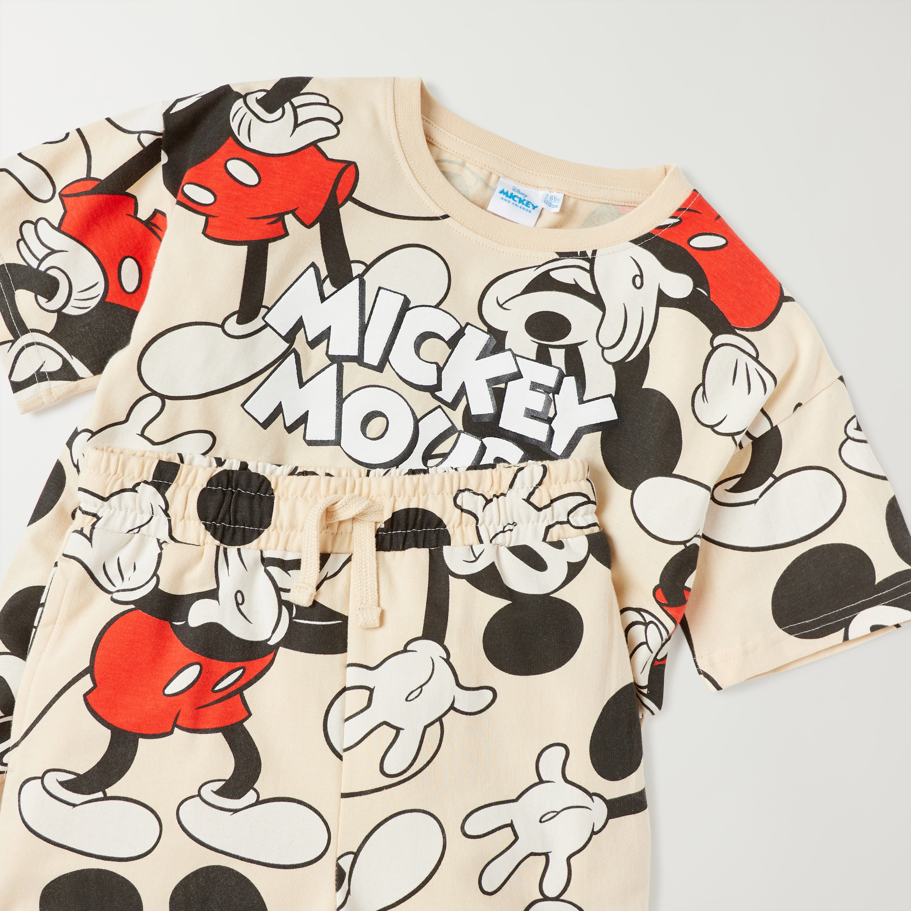 Disney All-Over Mickey Mouse Print T-shirt and Elasticated Shorts Sets-boys-clothing-nightwear-image-4