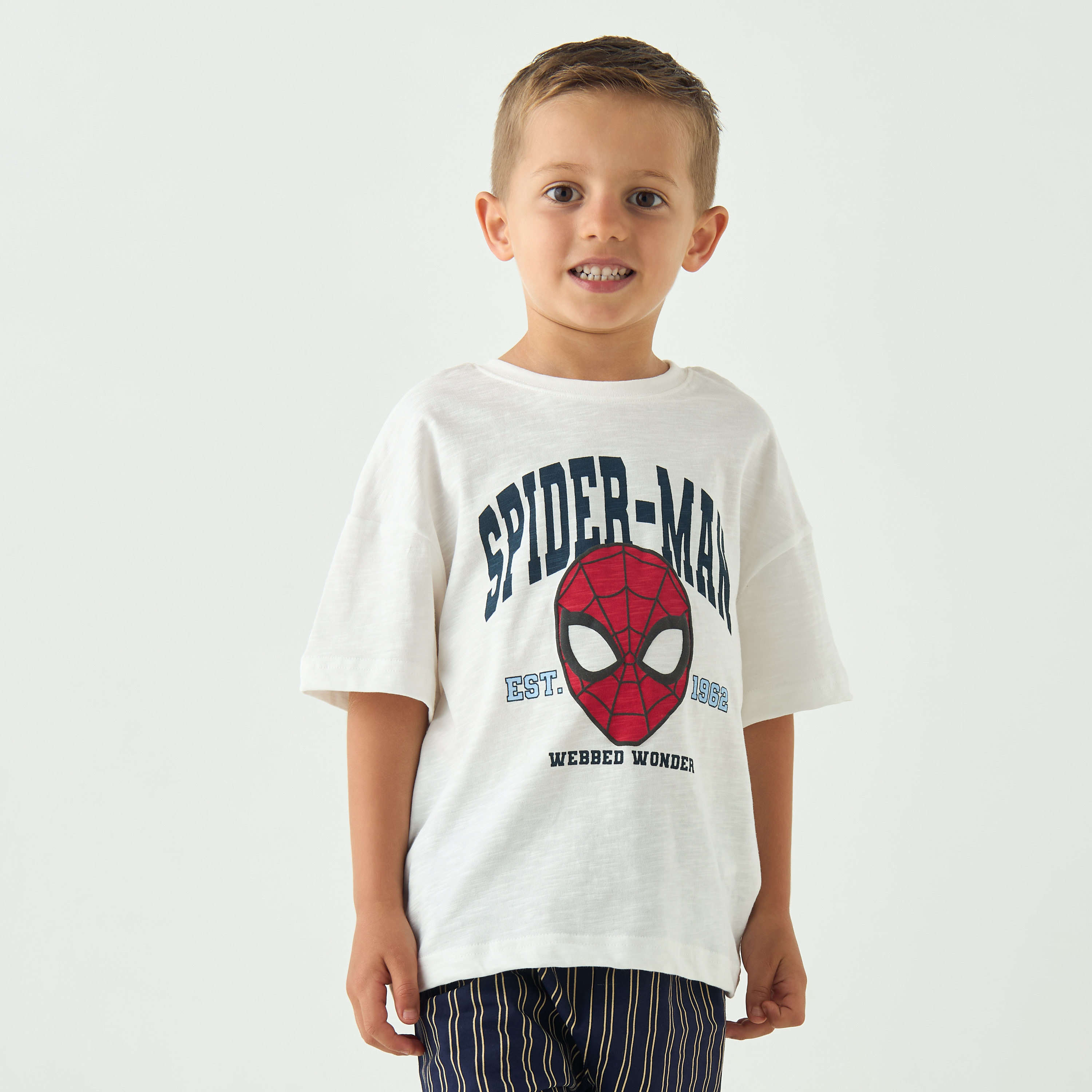Spider-Man Print T-shirt and Shorts Set-boys-clothing-nightwear-image-2