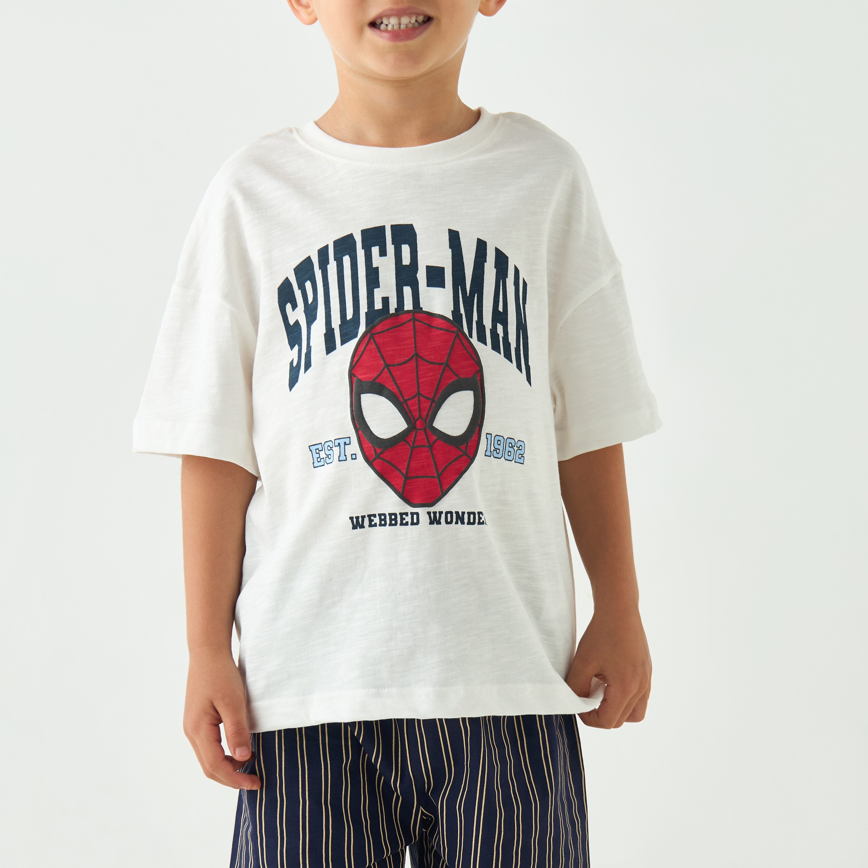 Spider-Man Print T-shirt and Shorts Set-boys-clothing-nightwear-image-5