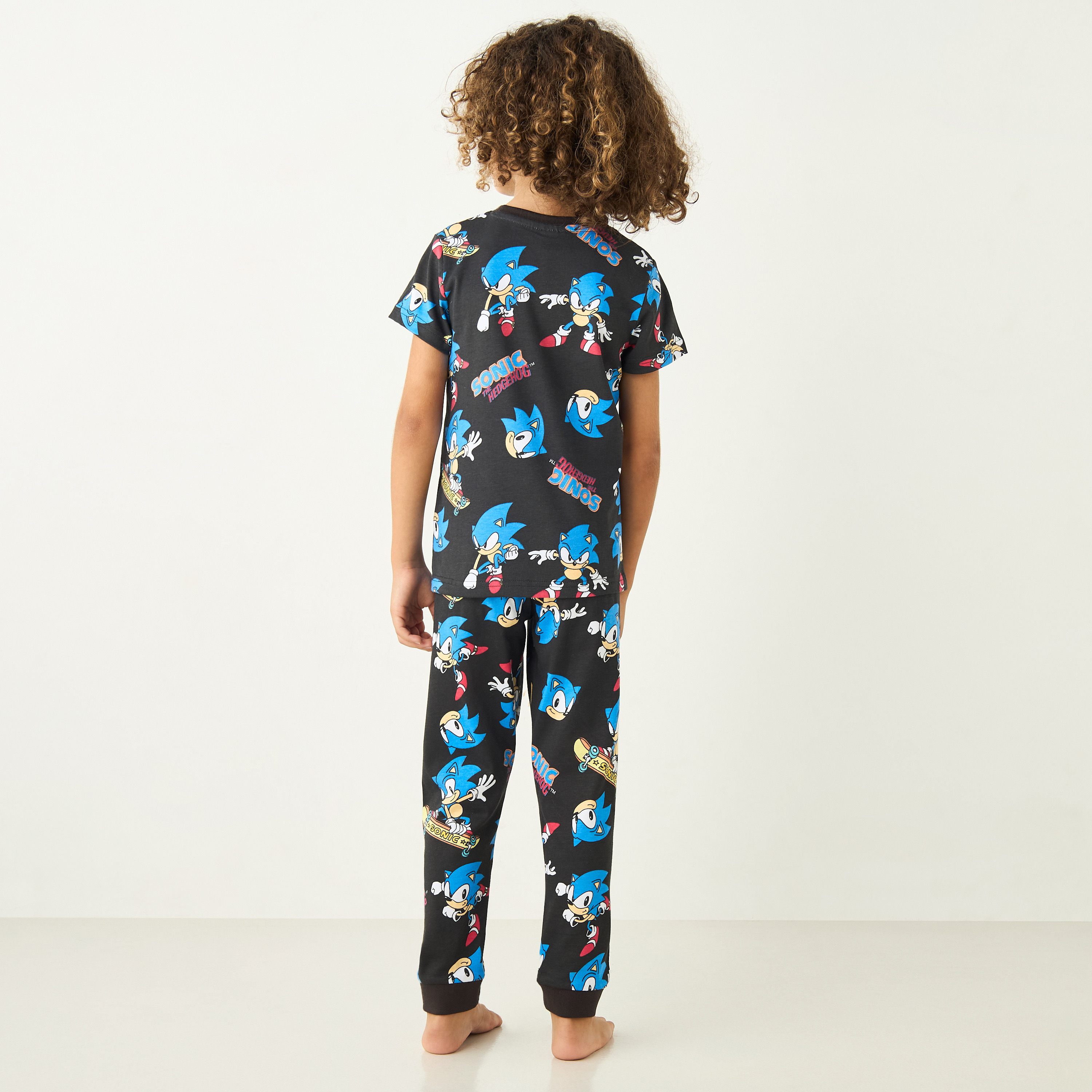 Sonic the Hedgehog Print Short Sleeves T-shirt and Pyjamas - Set of 2-boys-clothing-nightwear-image-3