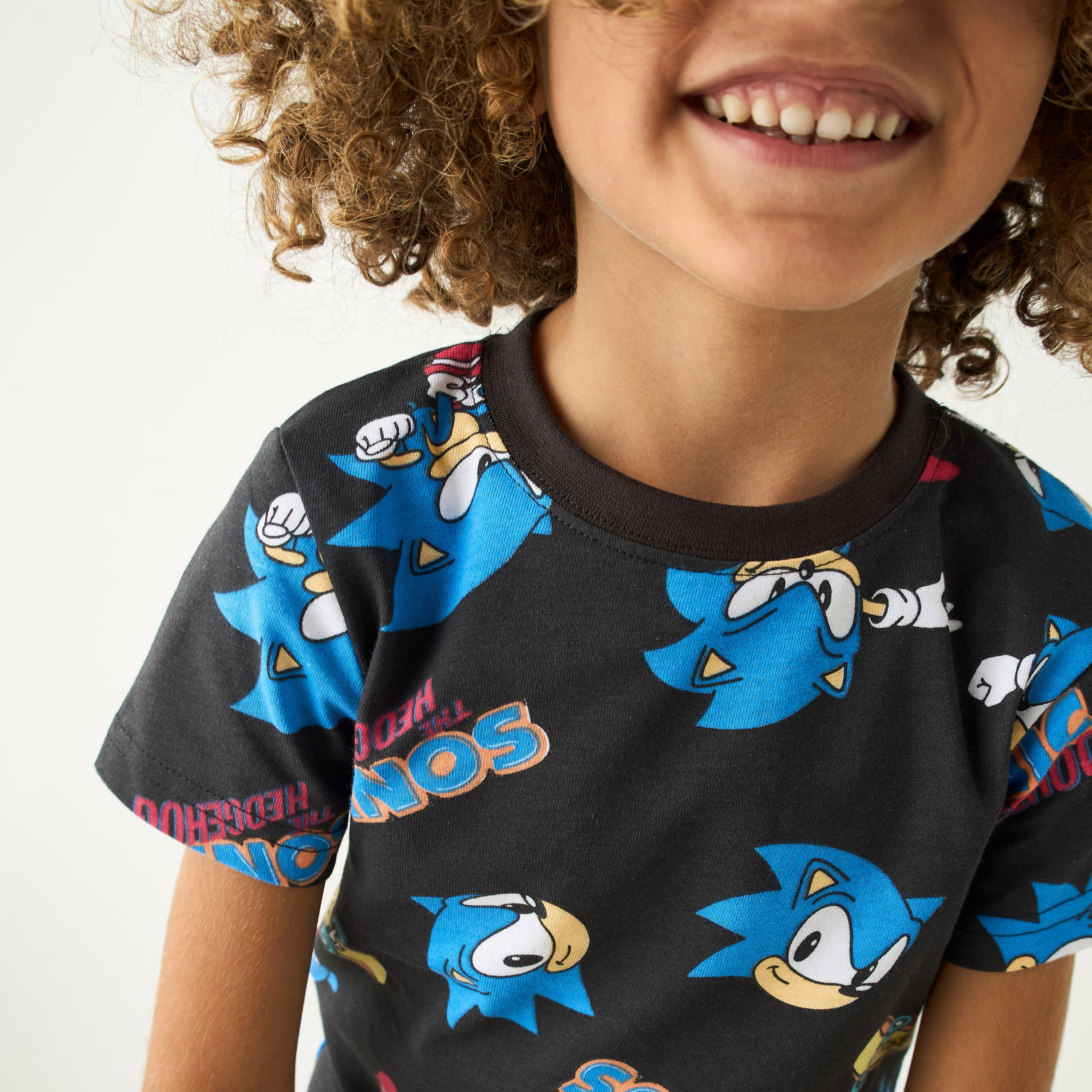 Sonic the Hedgehog Print Short Sleeves T-shirt and Pyjamas - Set of 2-boys-clothing-nightwear-image-5
