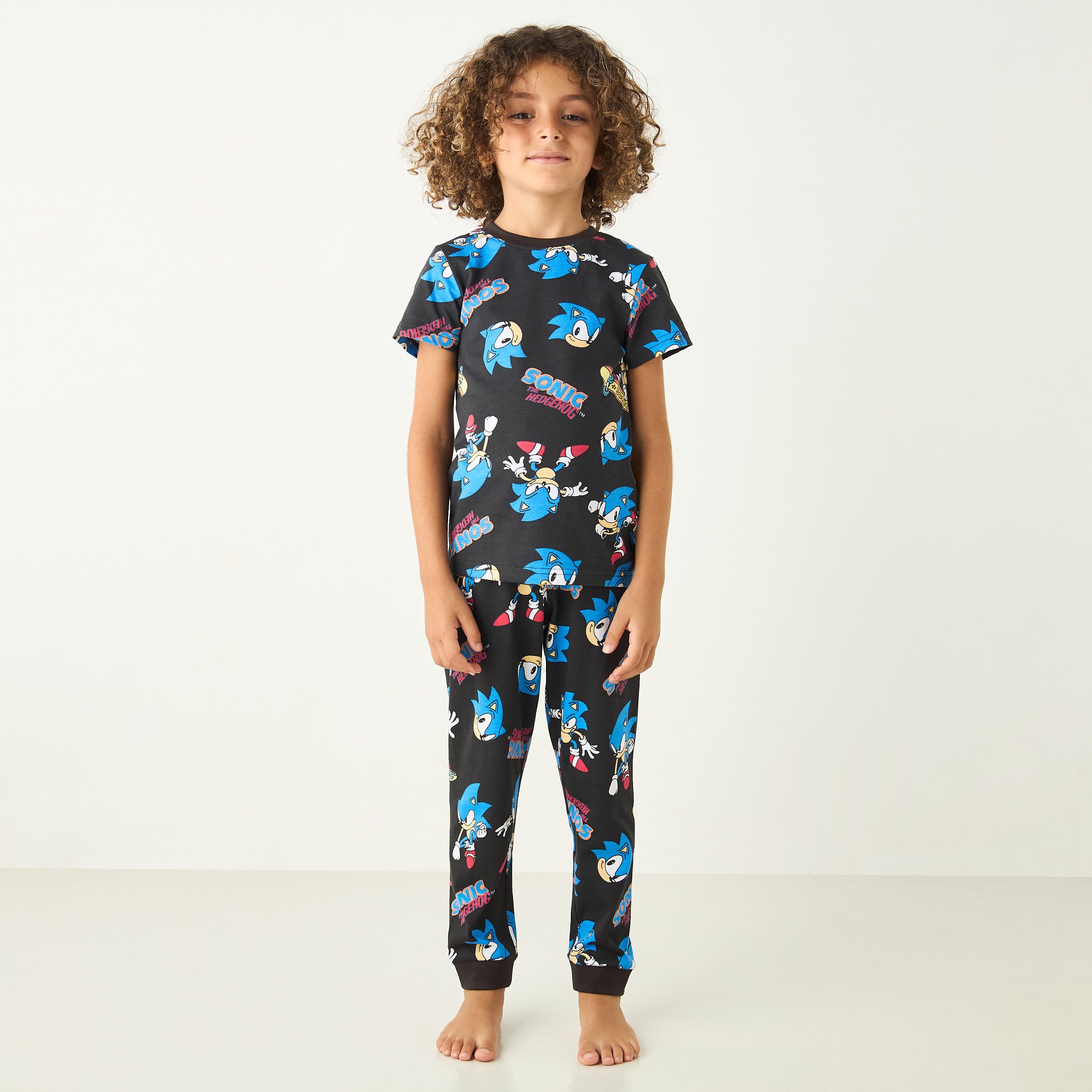 Sonic the Hedgehog Print Short Sleeves T-shirt and Pyjamas - Set of 2-boys-clothing-nightwear-image-7