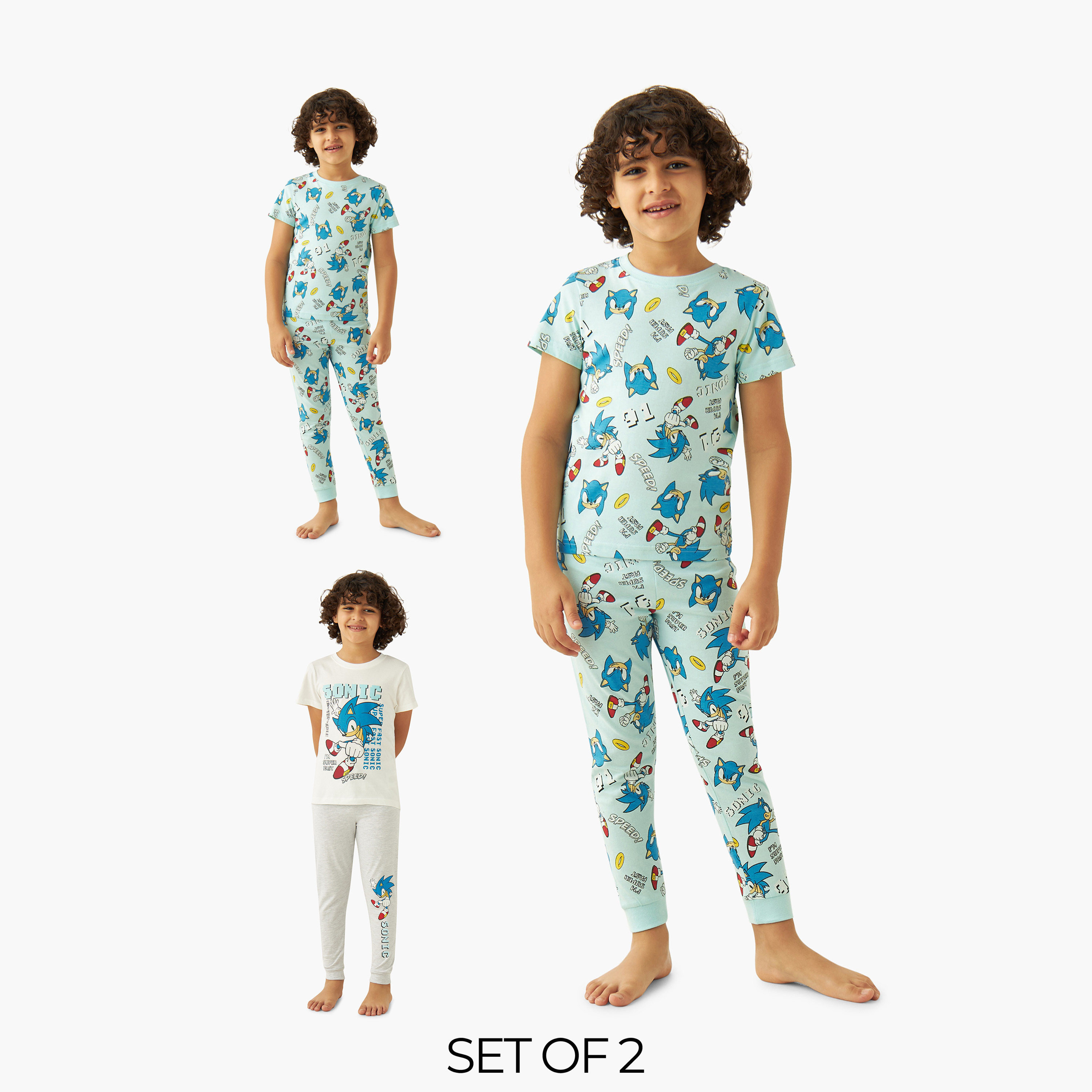 Sonic the Hedgehog Print T-shirt and Pyjama - Set of 2-boys-clothing-nightwear-image-1