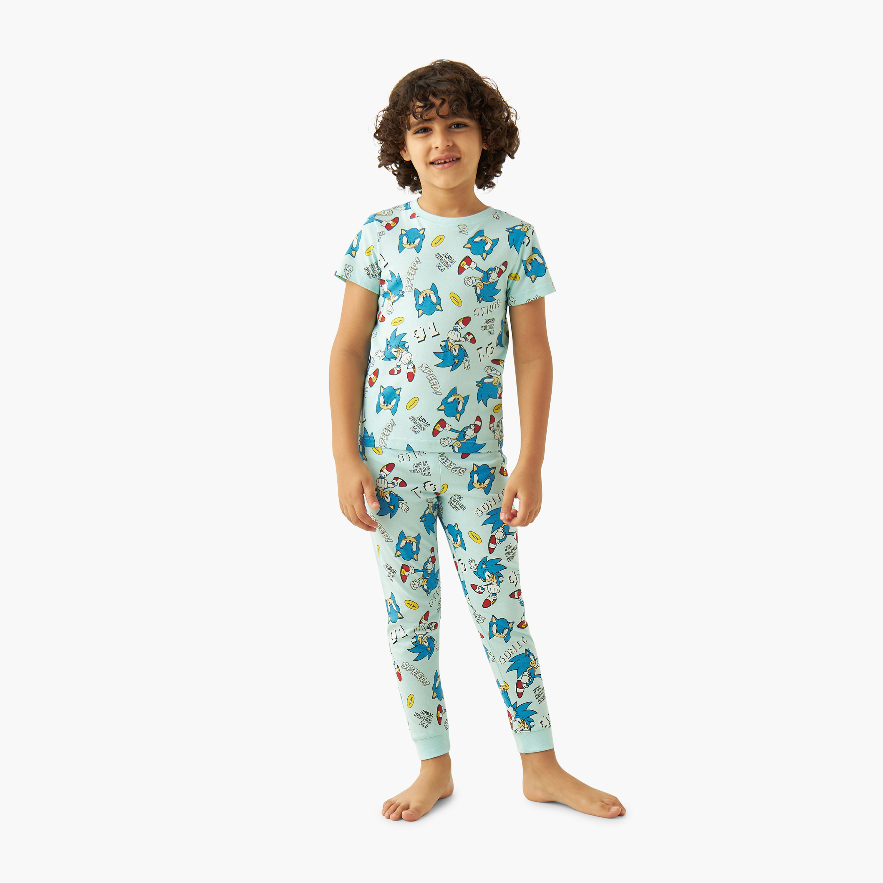 Sonic the Hedgehog Print T-shirt and Pyjama - Set of 2-boys-clothing-nightwear-image-2