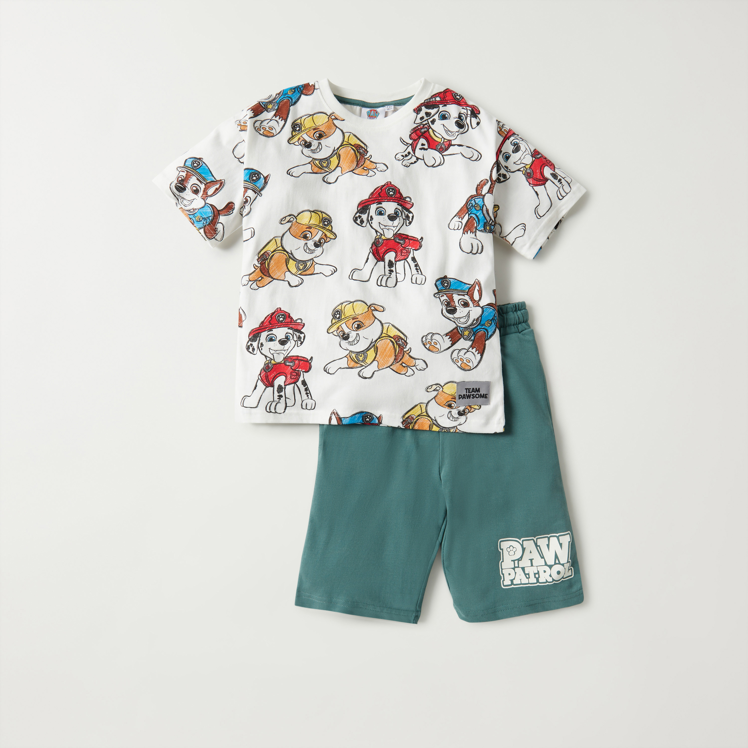 PAW Patrol Graphic Print T-shirt and Shorts Set-boys-clothing-nightwear-image-1
