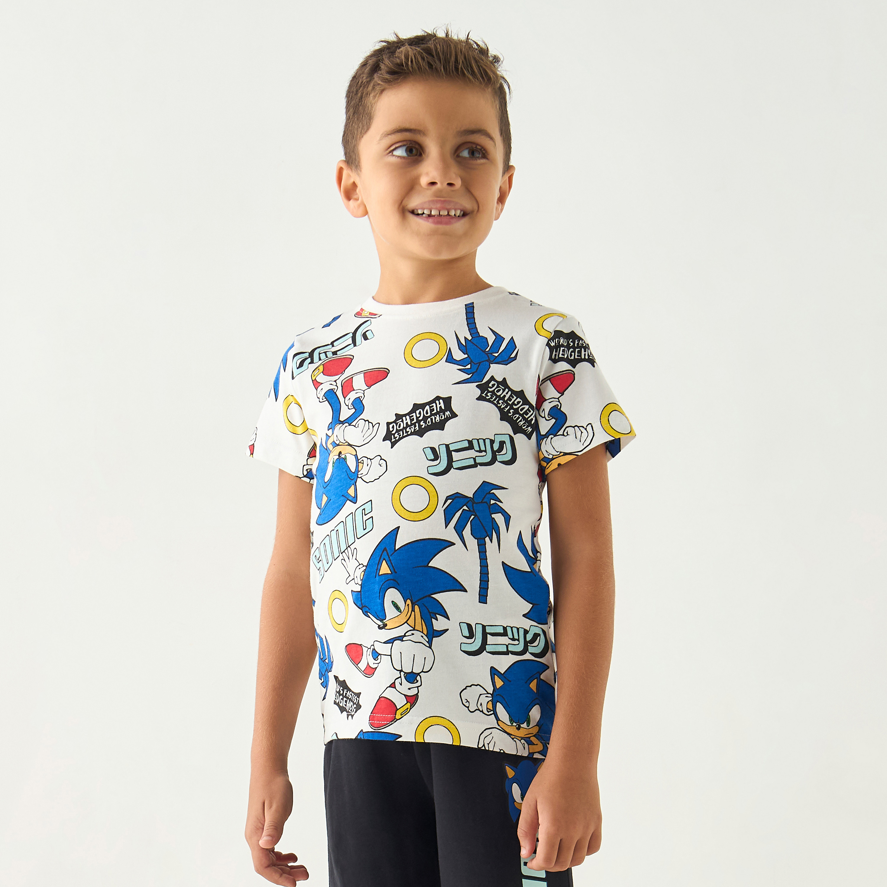Sonic the Hedgehog Print T-shirt and Shorts Set-boys-clothing-nightwear-image-2