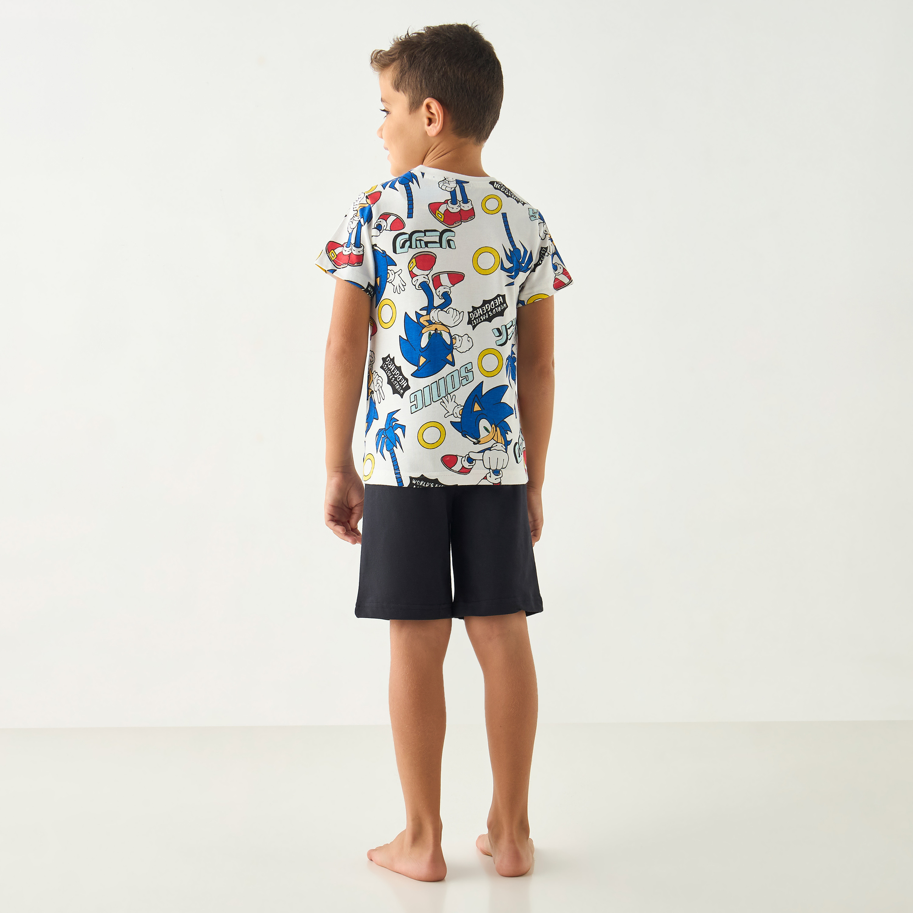 Sonic the Hedgehog Print T-shirt and Shorts Set-boys-clothing-nightwear-image-3