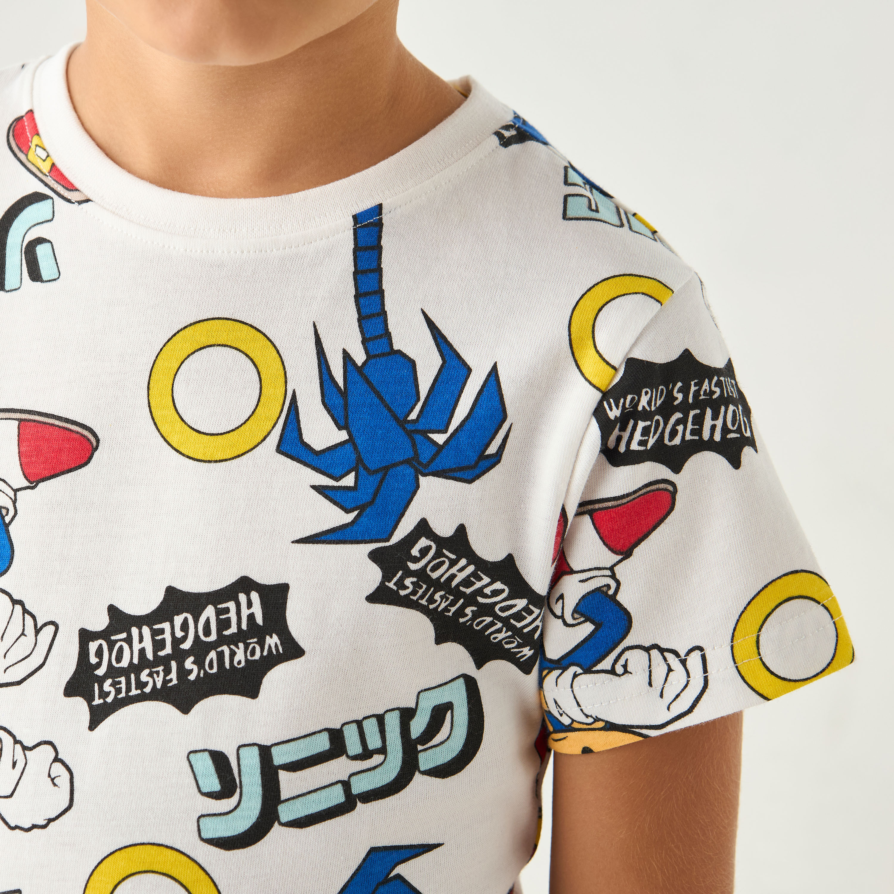 Sonic the Hedgehog Print T-shirt and Shorts Set-boys-clothing-nightwear-image-5