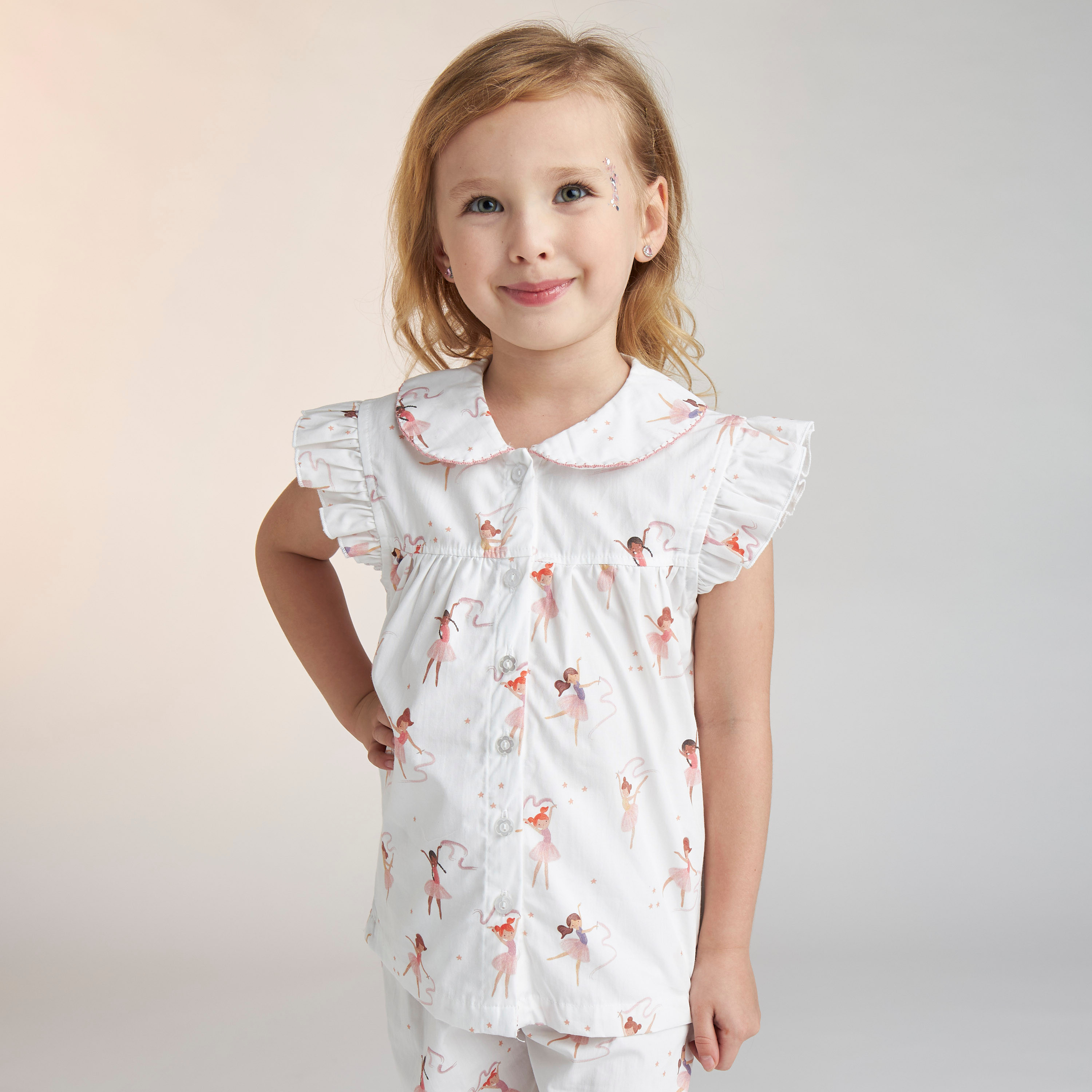 طقم بنطلون بيجاما وبلوزة قطن بطبعات باليرينا من جونيورز-girls-clothing-nightwear-image-2