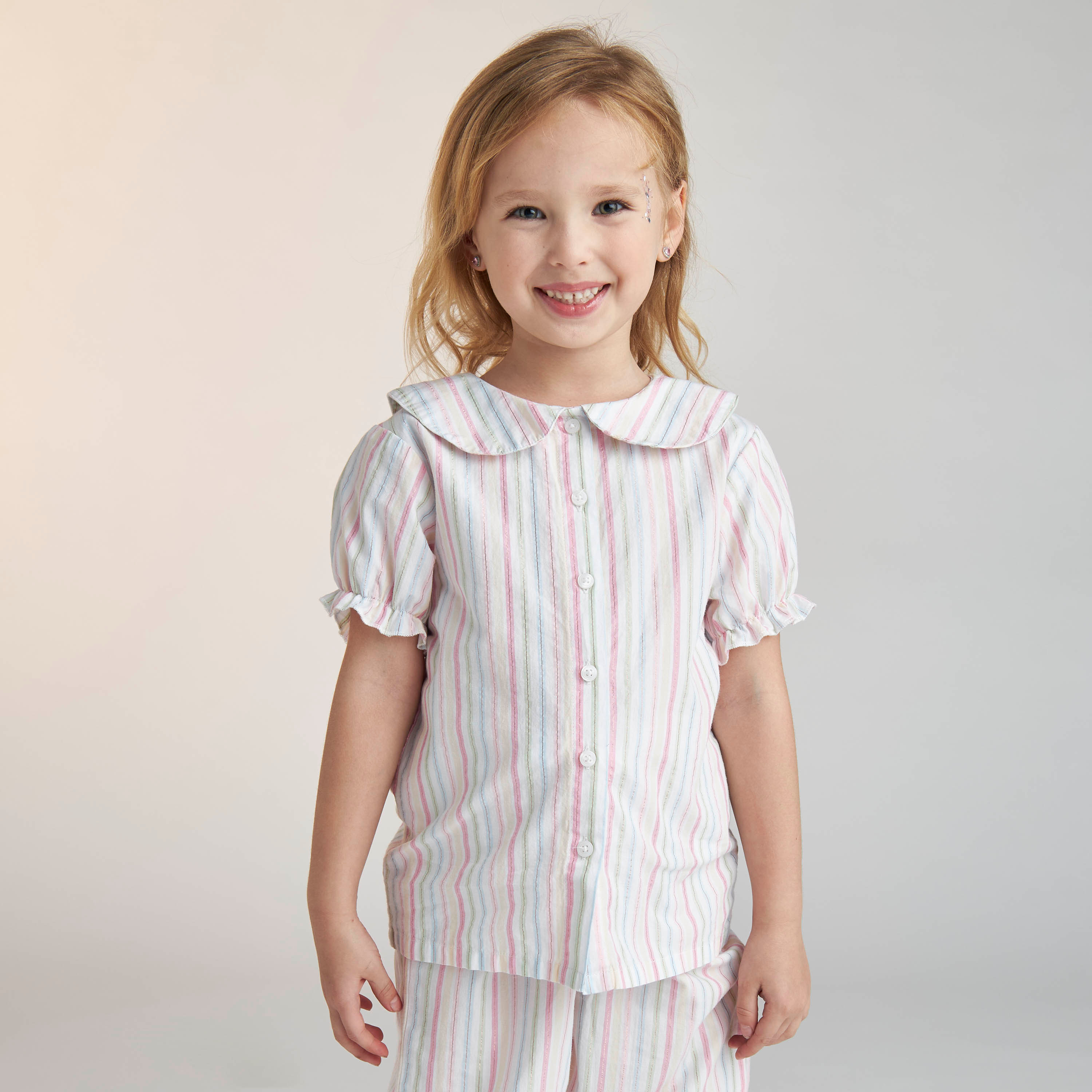Juniors Striped Shirt and Pyjama Set-girls-clothing-nightwear-image-2