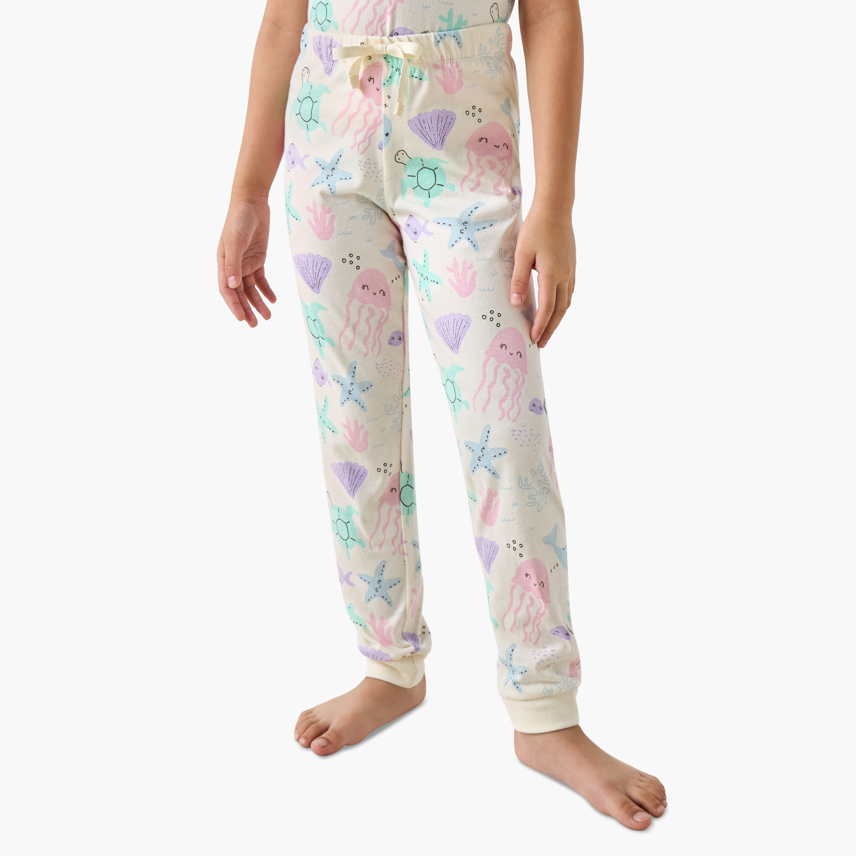 Juniors All-Over Underwater Print T-shirt and Pyjama Set-girls-clothing-nightwear-image-3