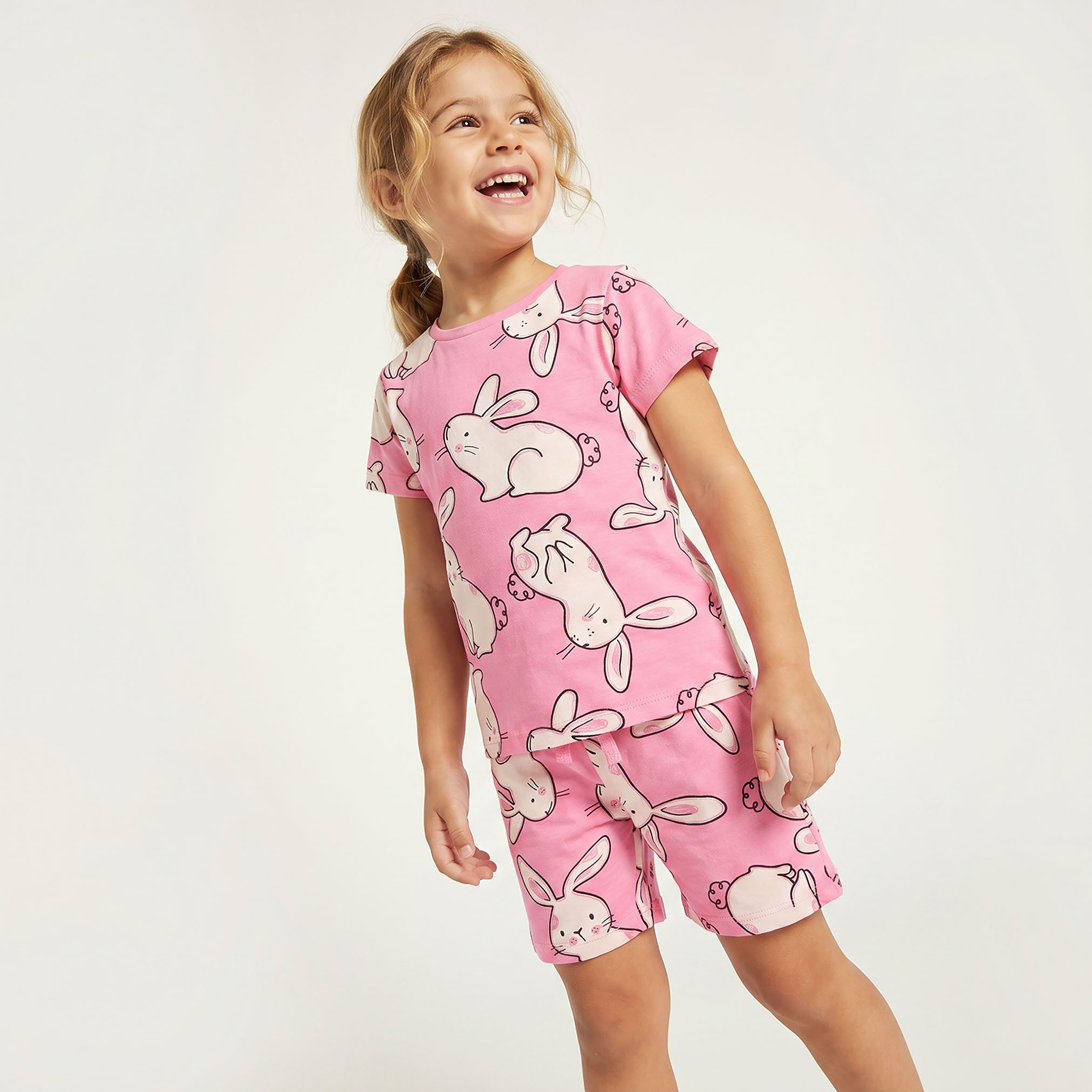 Juniors All-Over Bunny Print T-shirt and Pyjama Set-baby-girls-clothing-nightwear-pyjamasets-image-7