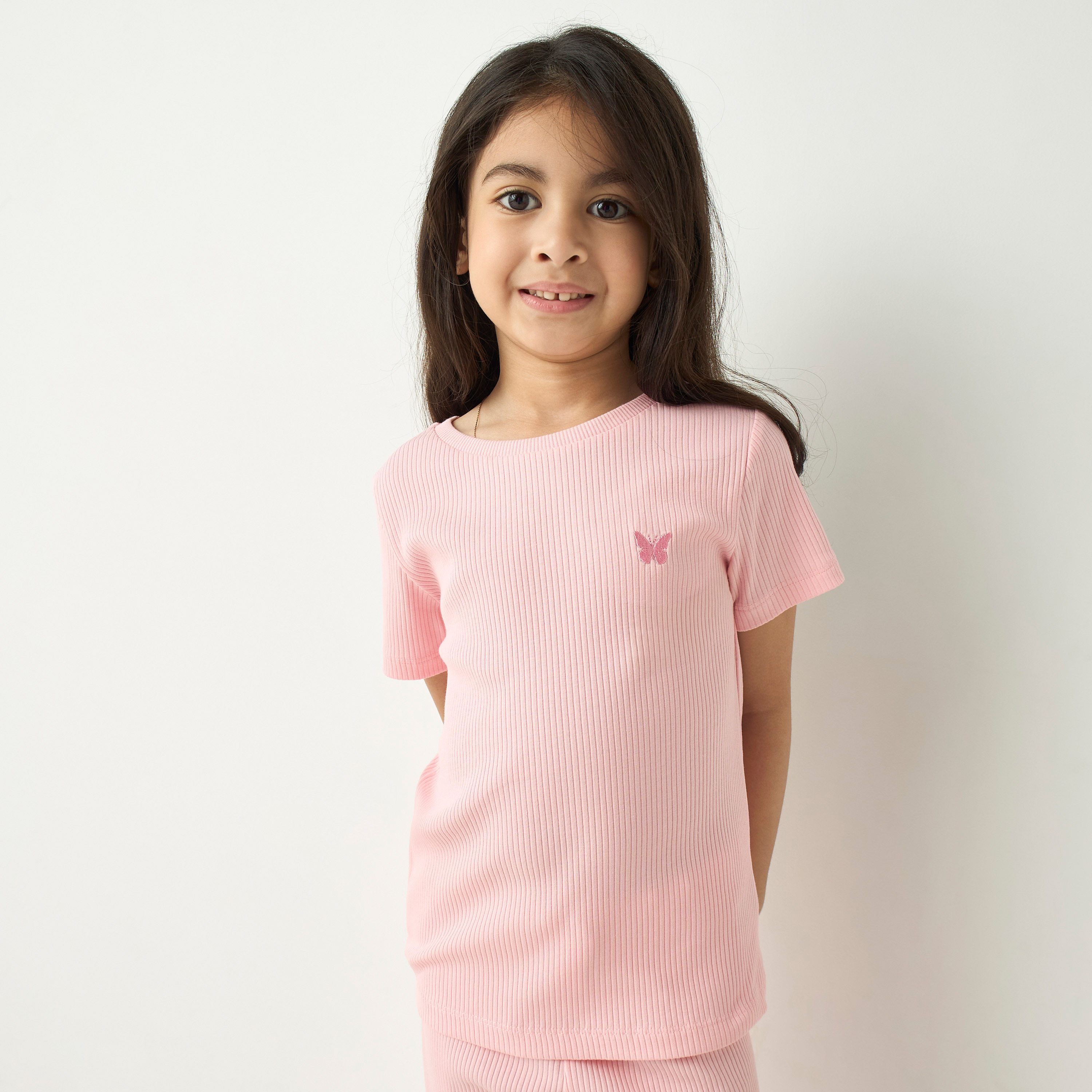 طقم بنطلون بيجاما وتيشيرت مضلع بأكمام قصيرة من جونيورز-girls-clothing-nightwear-image-2