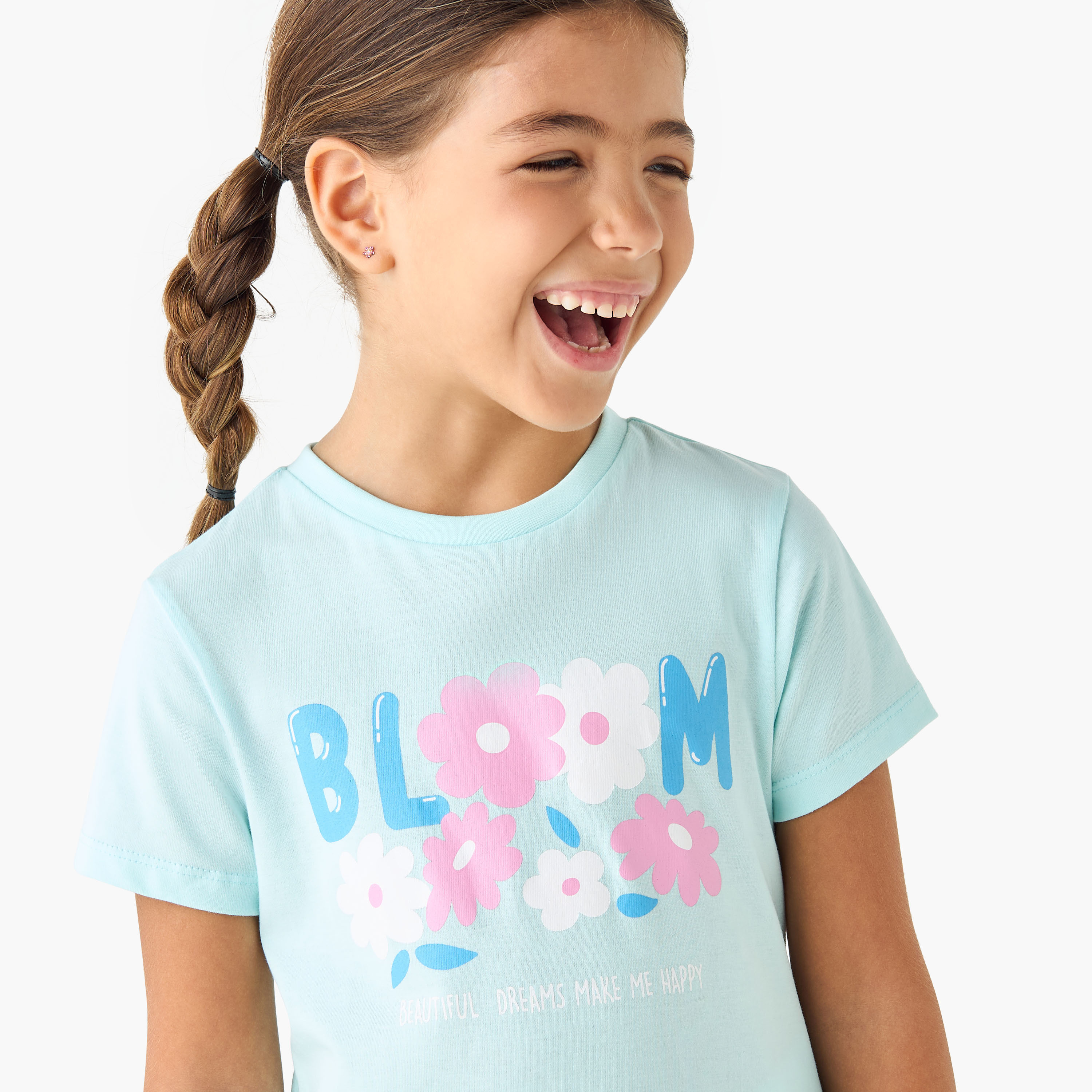 Juniors Floral Print T-shirt and Shorts Set-baby-girls-clothing-nightwear-pyjamasets-image-5
