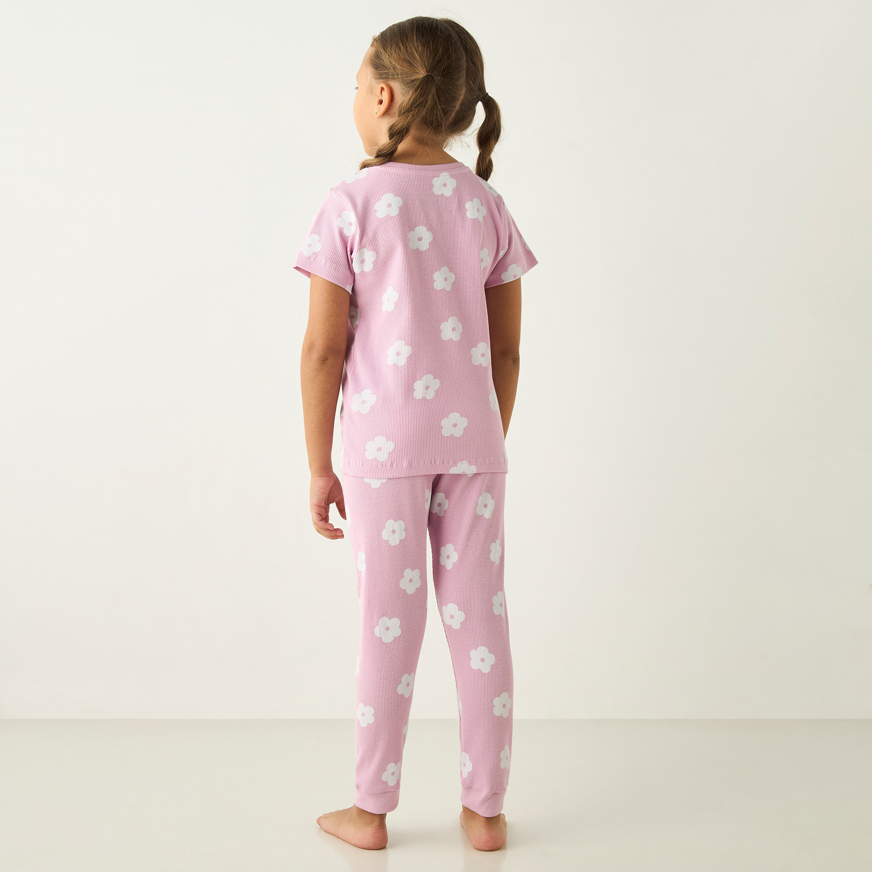 Juniors All-Over Floral Print T-shirt and Pyjama Set-girls-clothing-nightwear-image-4